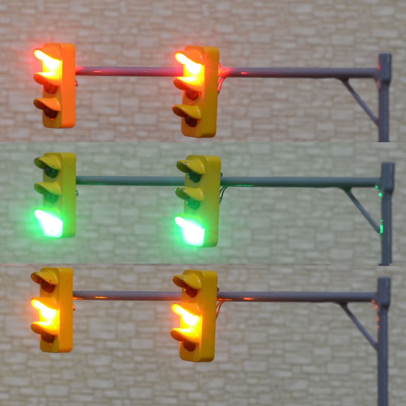 2 x traffic lights O scale crossing walk model LED pedestrian street signals #OR