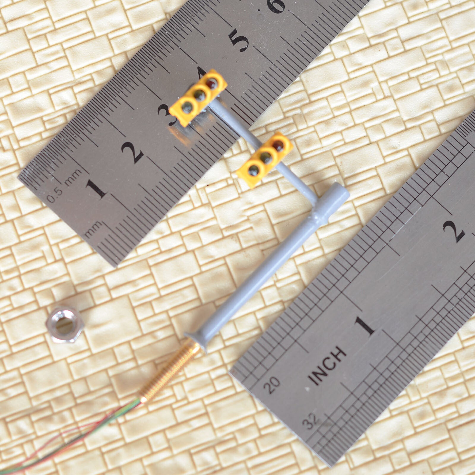2 x traffic lights N scale crossing walk model LED pedestrian street signals #OR
