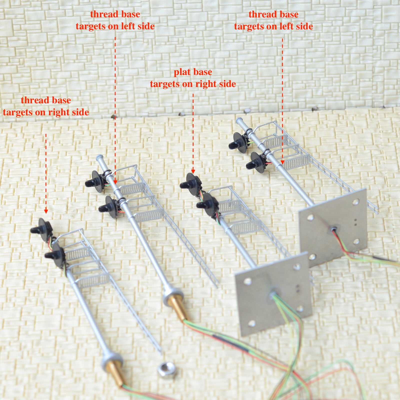 1 x HO scale model railroad 3-colors searchlight signal metal block 2 heads #N12