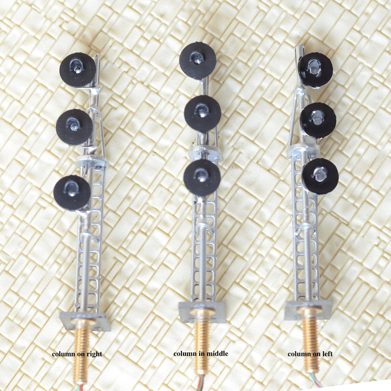 1 x HO scale searchlight interlocking signal block LED bi-colors 3 heads silver