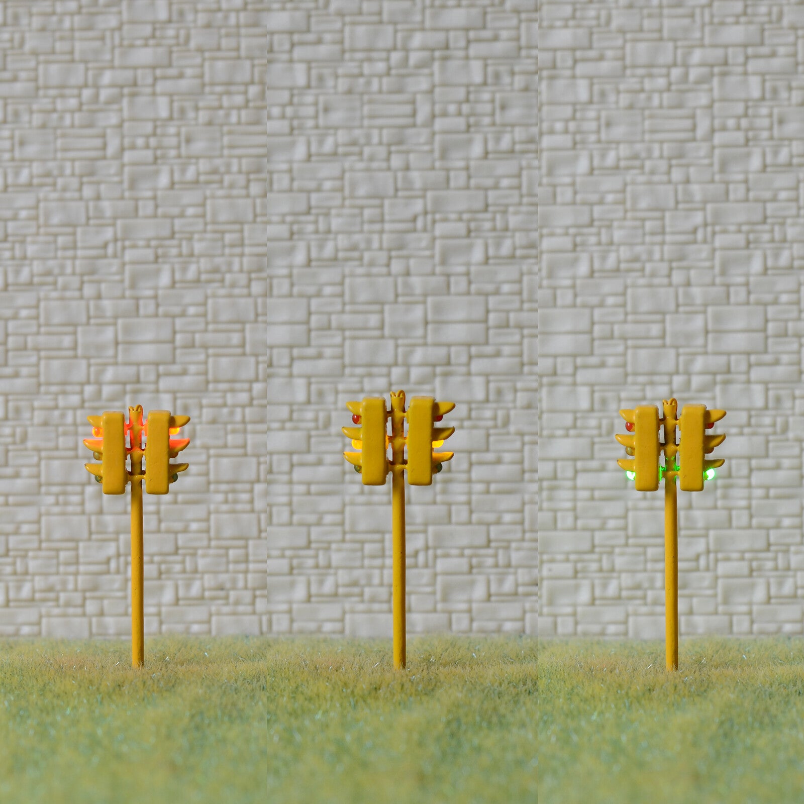 2 x traffic signal HO OO scale model crossing walk LED pedestrian lamp #Y33