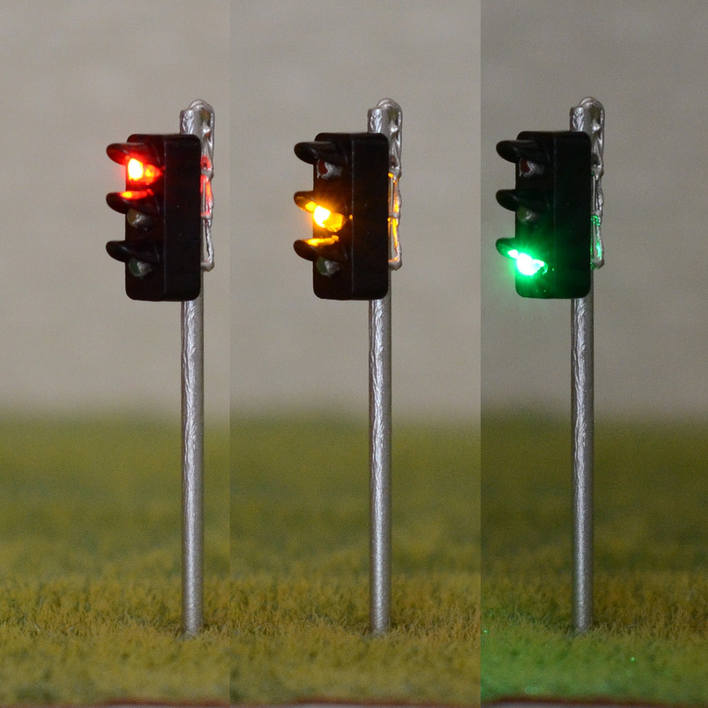 2 x traffic light signal HO OO scale model railroad crossing walk led lamps #SL3