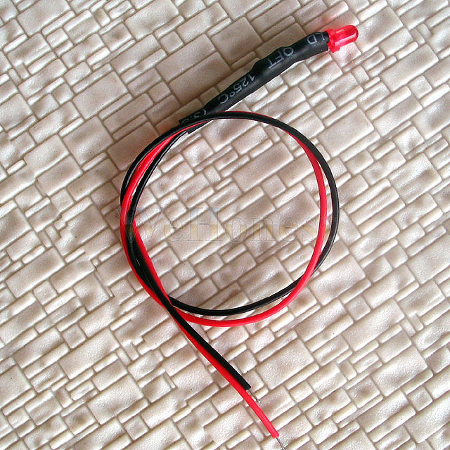 20 pcs Pre Wired 3mm Red LEDs Light Lamp 12V - 16V