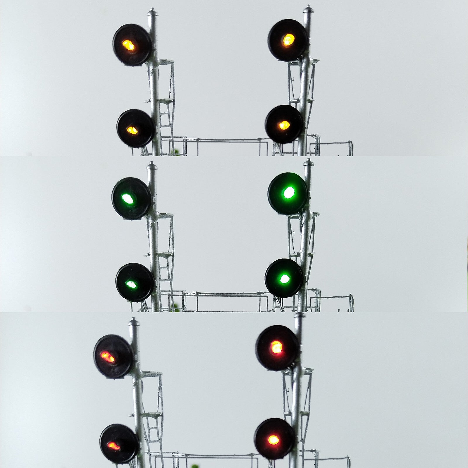 1 x HO scale searchlight cantilever signal tower metal 3-colors 2 tracks #CS22