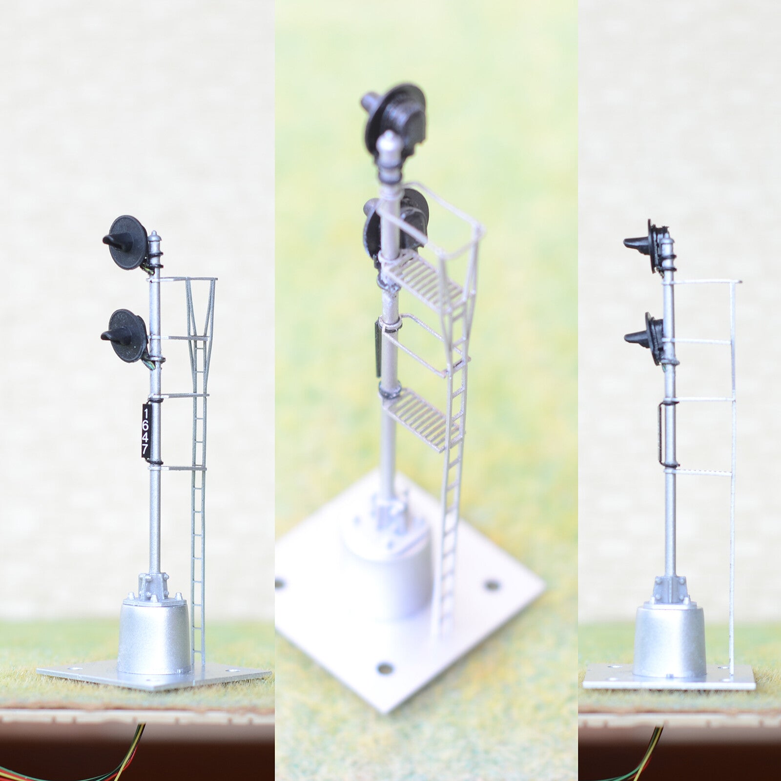 1 x HO scale model railroad 3-colors searchlight signal 2 heads laser solder #22