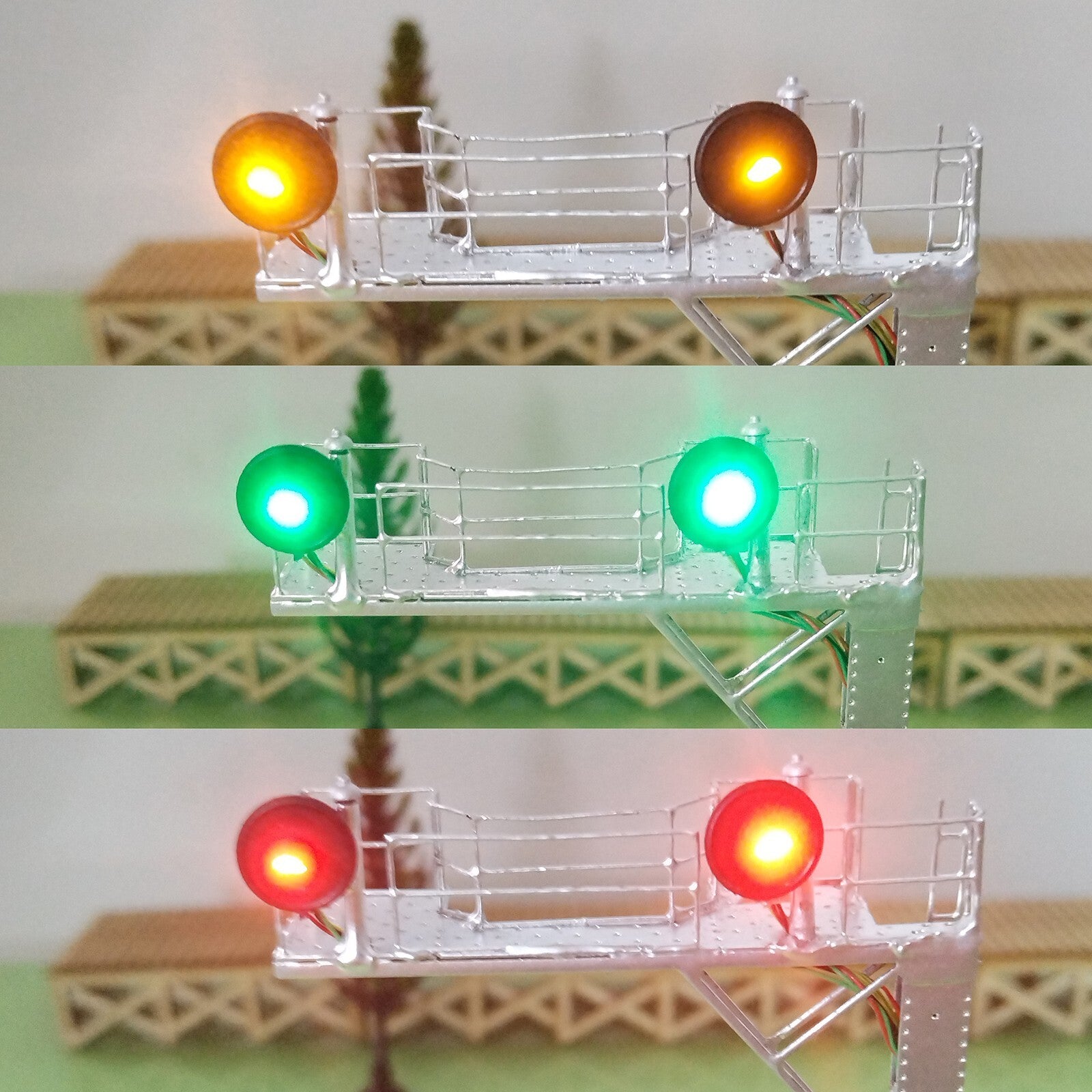 1 x HO scale searchlight cantilever signal bridge metal 3-colors metal #CS11
