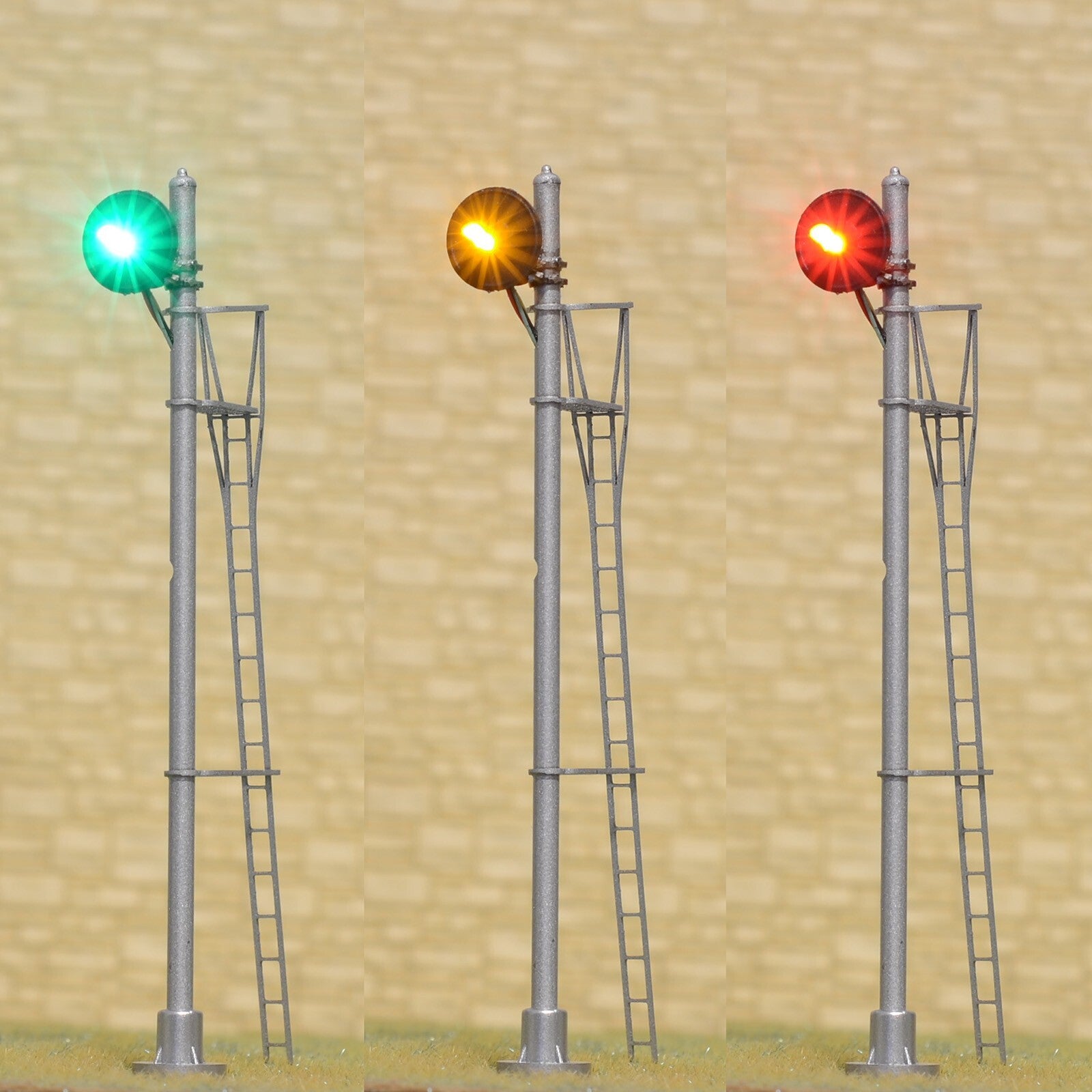 1 x HO scale model railroad 3-colors searchlight signal metal block 1 heads #N11