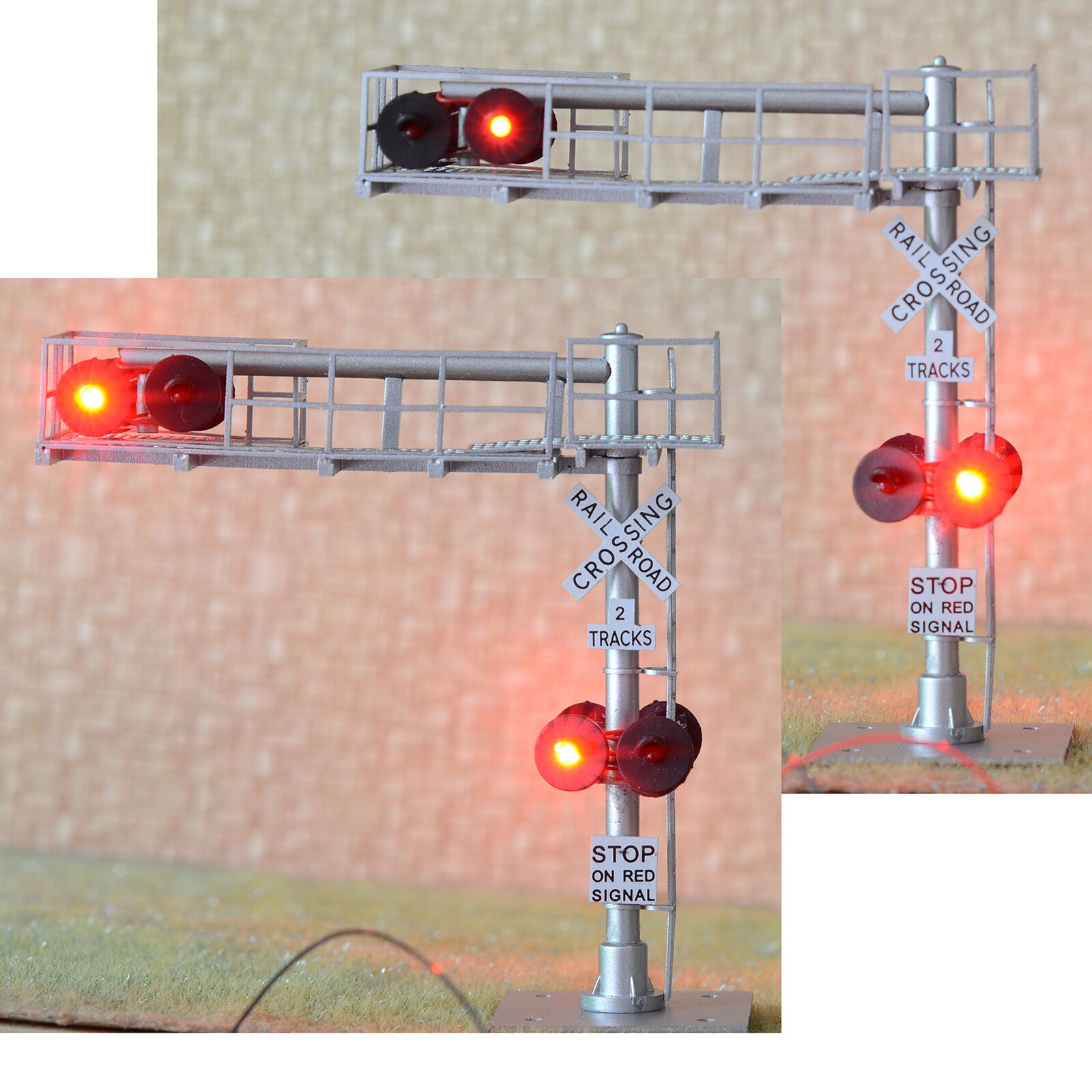 1 x HO scale model railroad cantilever grade crossing signal 2 tracks #C28