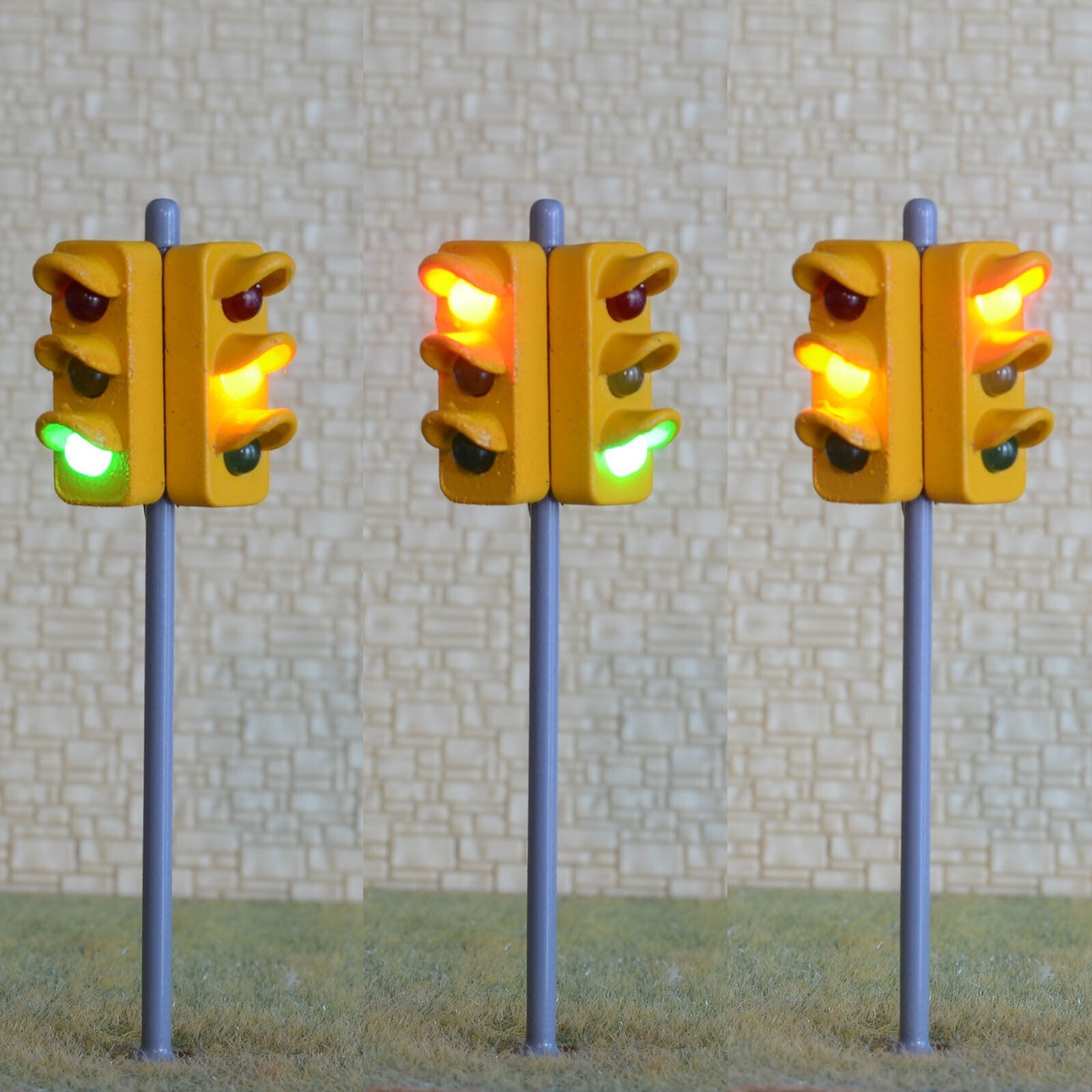 2 x traffic signal light O scale model railroad crossing walk led lamp #GR33L