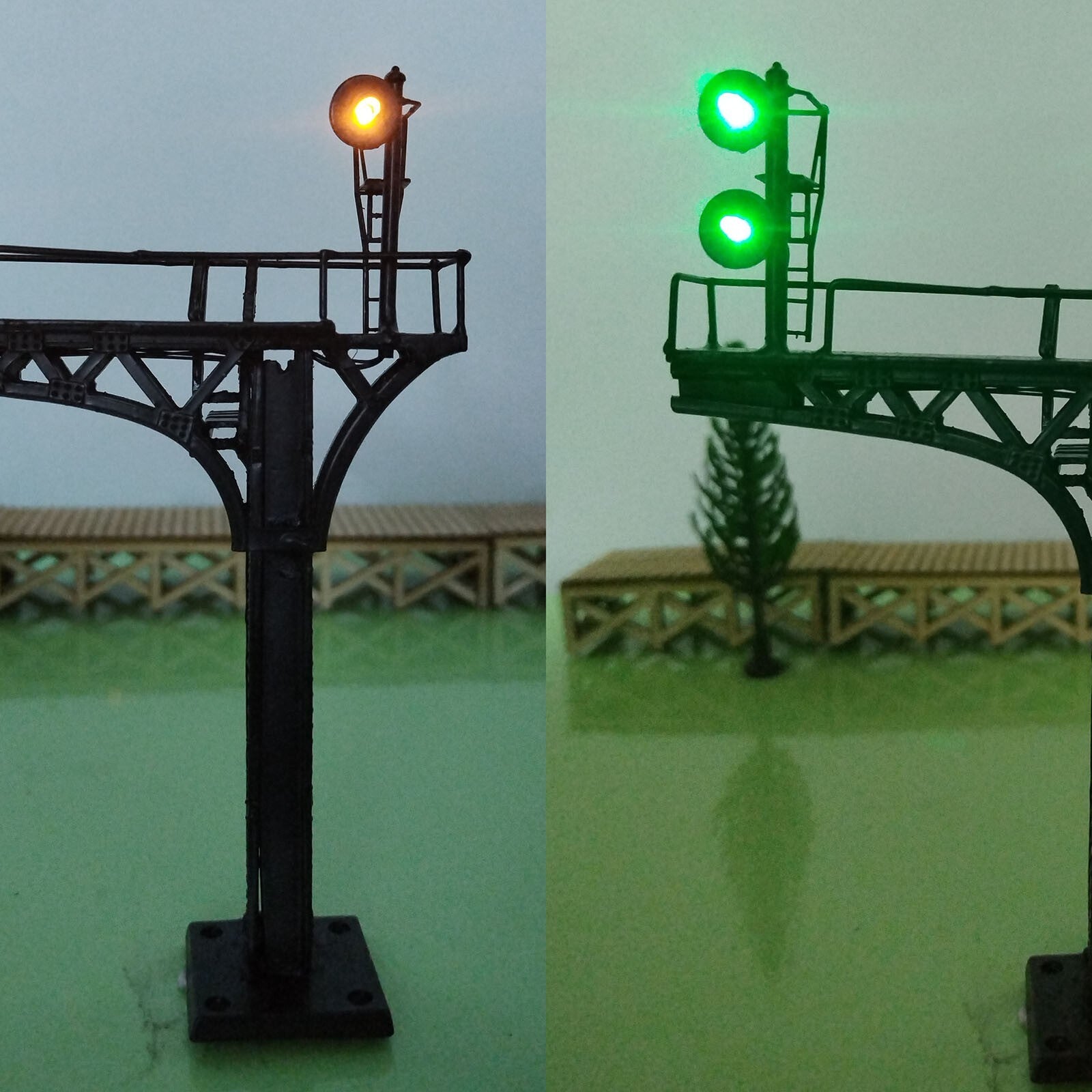 1 x HO scale block searchlight cantilever signal bridge 3-colors metal #21