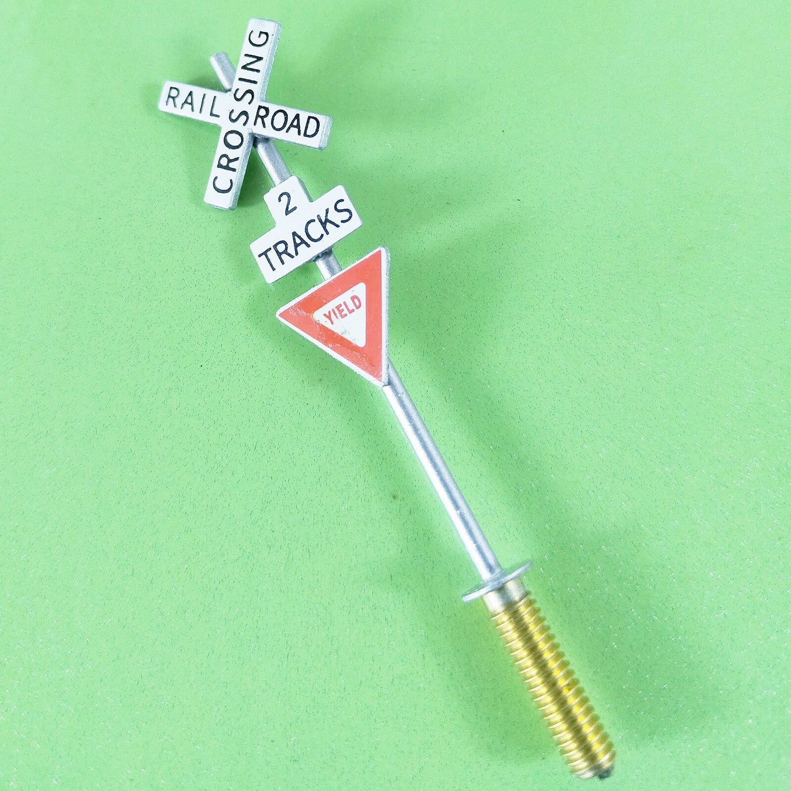 2 x HO scale railroad warning sign yield crossing 2 TRACKS sign trackside #CY2T