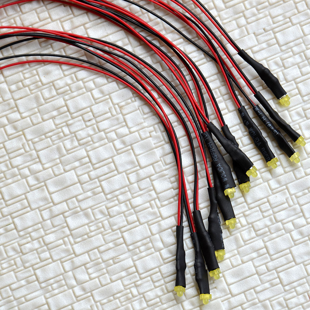 20 pcs Pre-Wired 1.8mm Yellow LEDs prewired resistor for 12V - 18V DC use