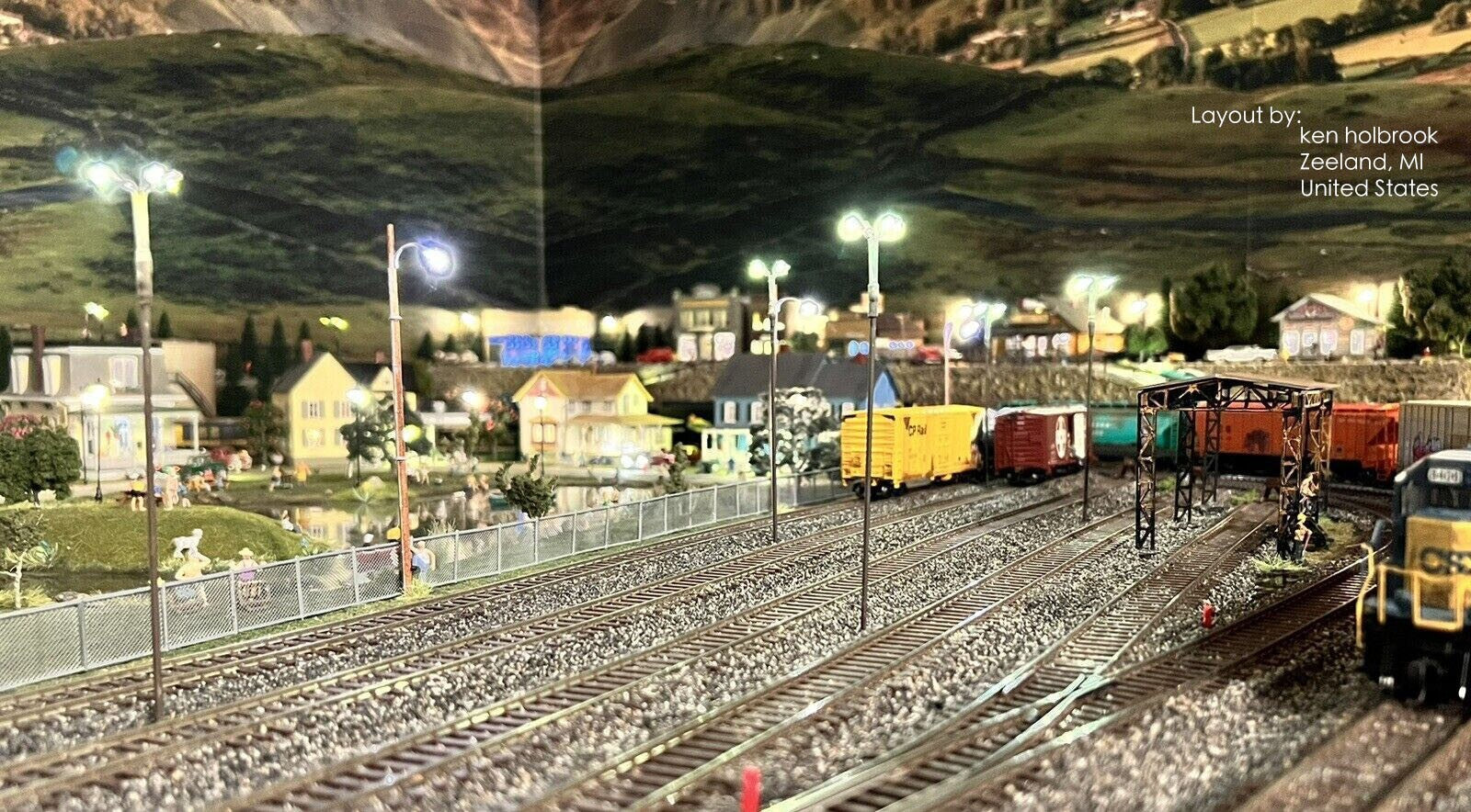 5 x HO scale model railroad plaza street lights LED lampposts flood lamps #024SL