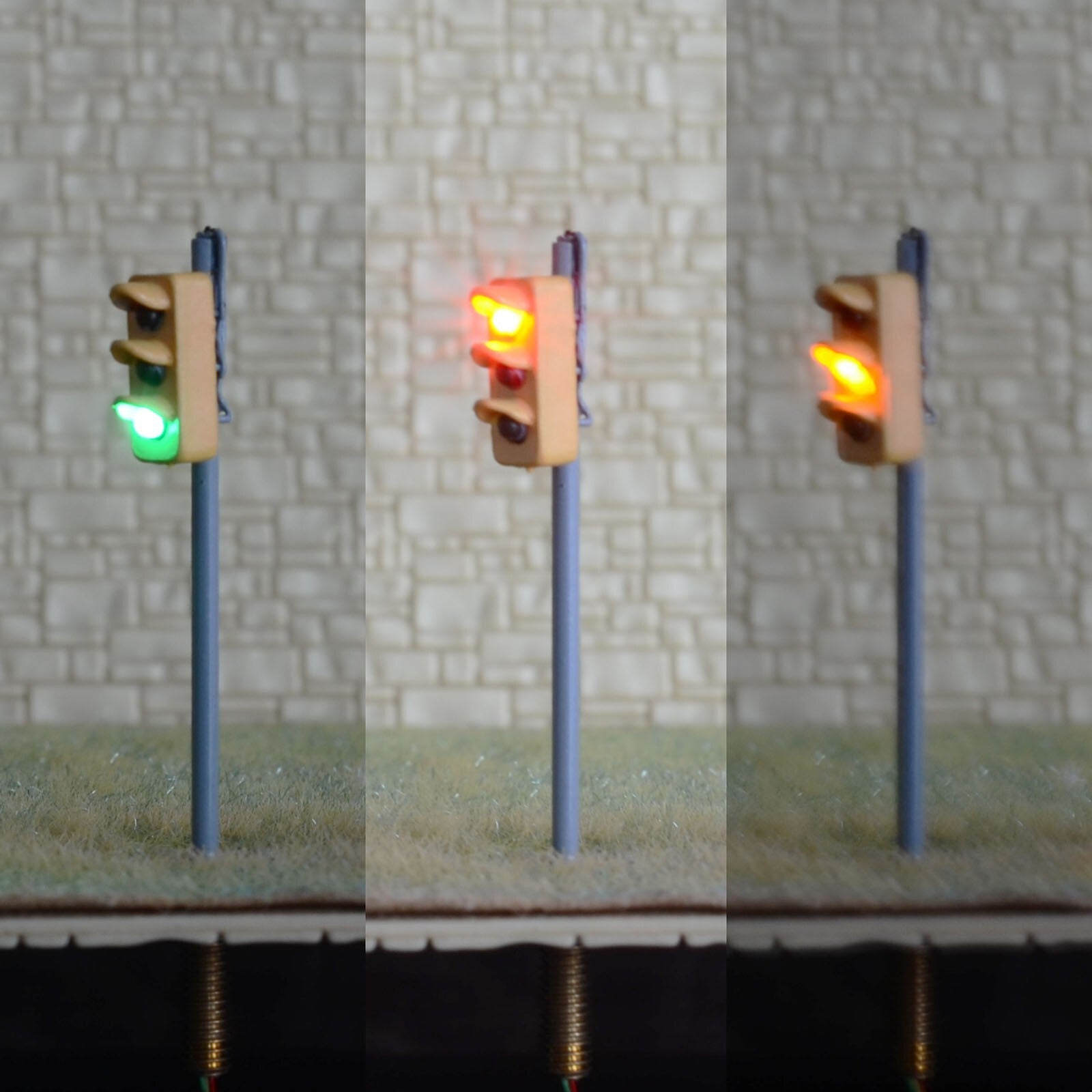 2 x traffic signal light HO OO scale model railroad crossing walk led lamps #OR3