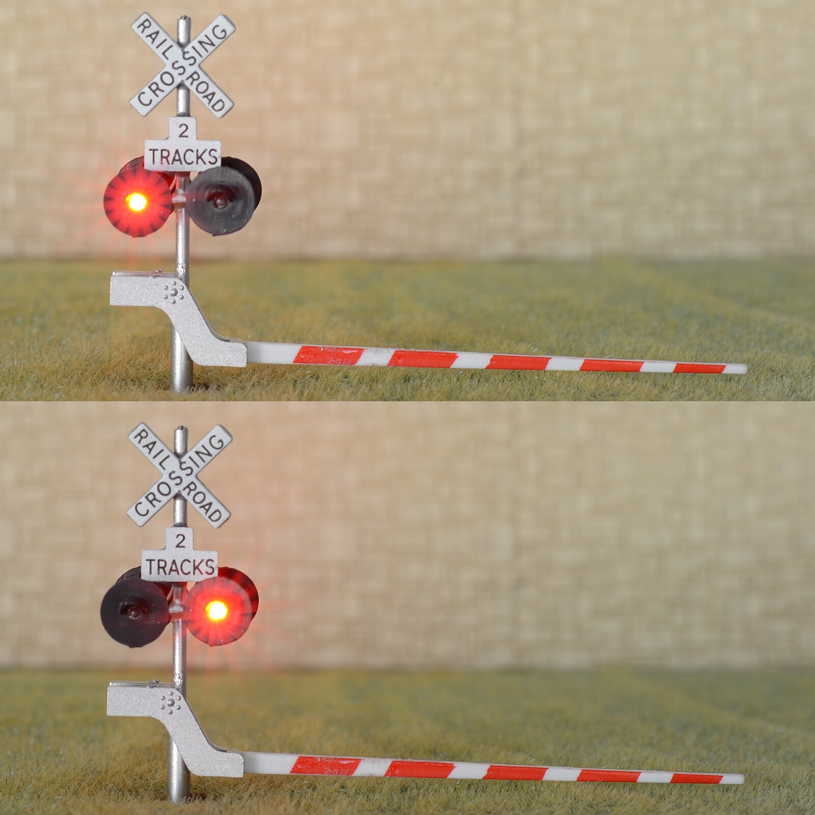 2 x HO scale railroad grade crossing signal arm gate stop lever 2 tracks #S42R