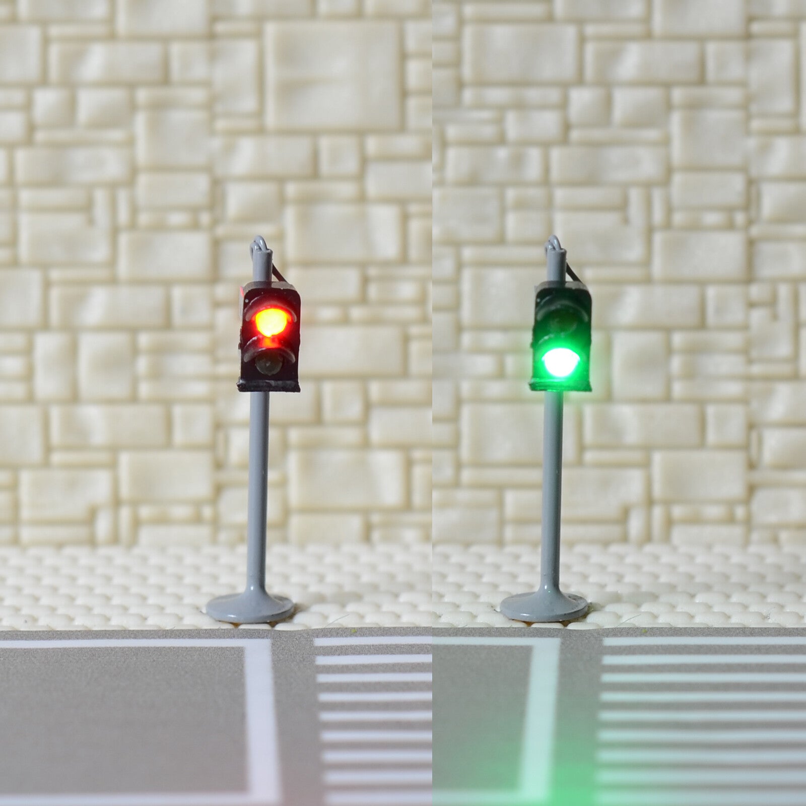 2 x traffic signal light N scale model railroad crossing walk pedestrian #GR2N