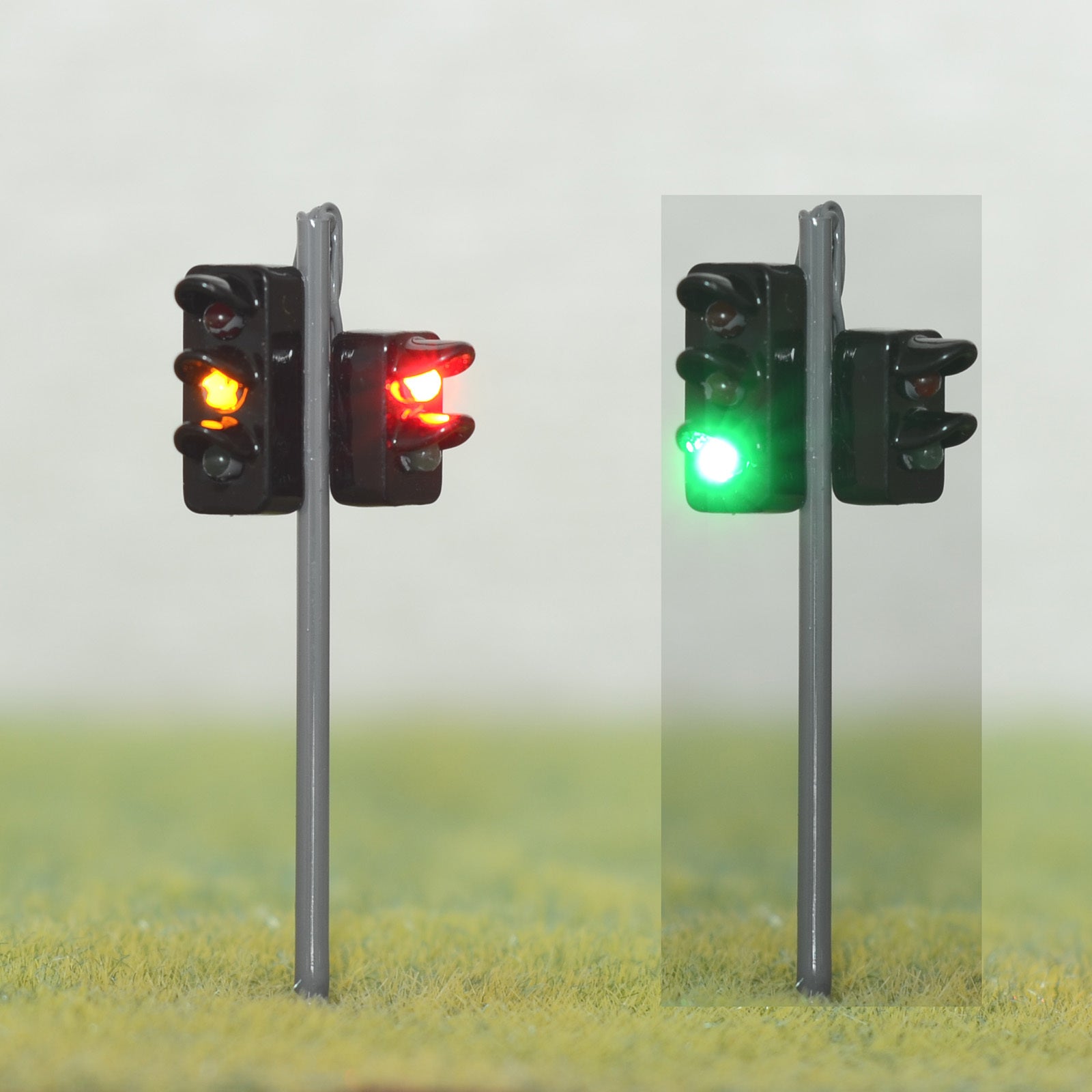 2 x traffic signal light HO OO scale model railroad crossing walk led lamp #GR32