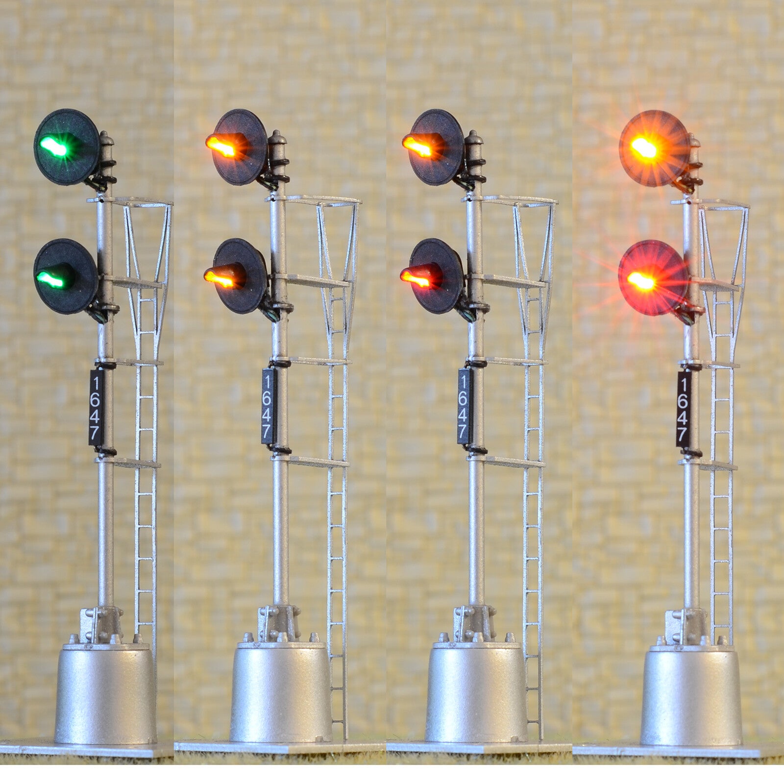 1 x HO scale model railroad 3-colors searchlight signal 2 heads laser solder #22