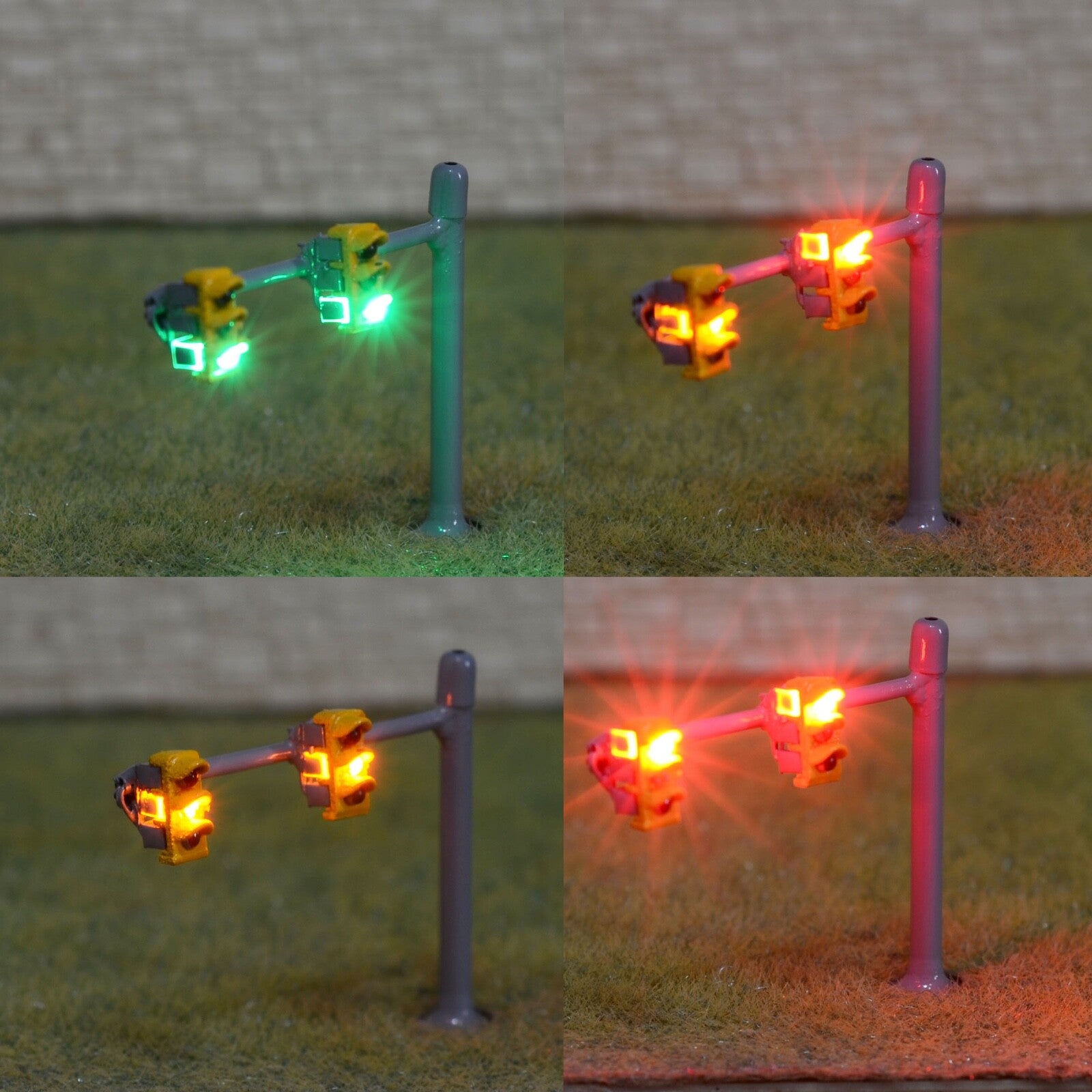 2 x traffic lights N scale crossing walk model LED pedestrian street signals #OR