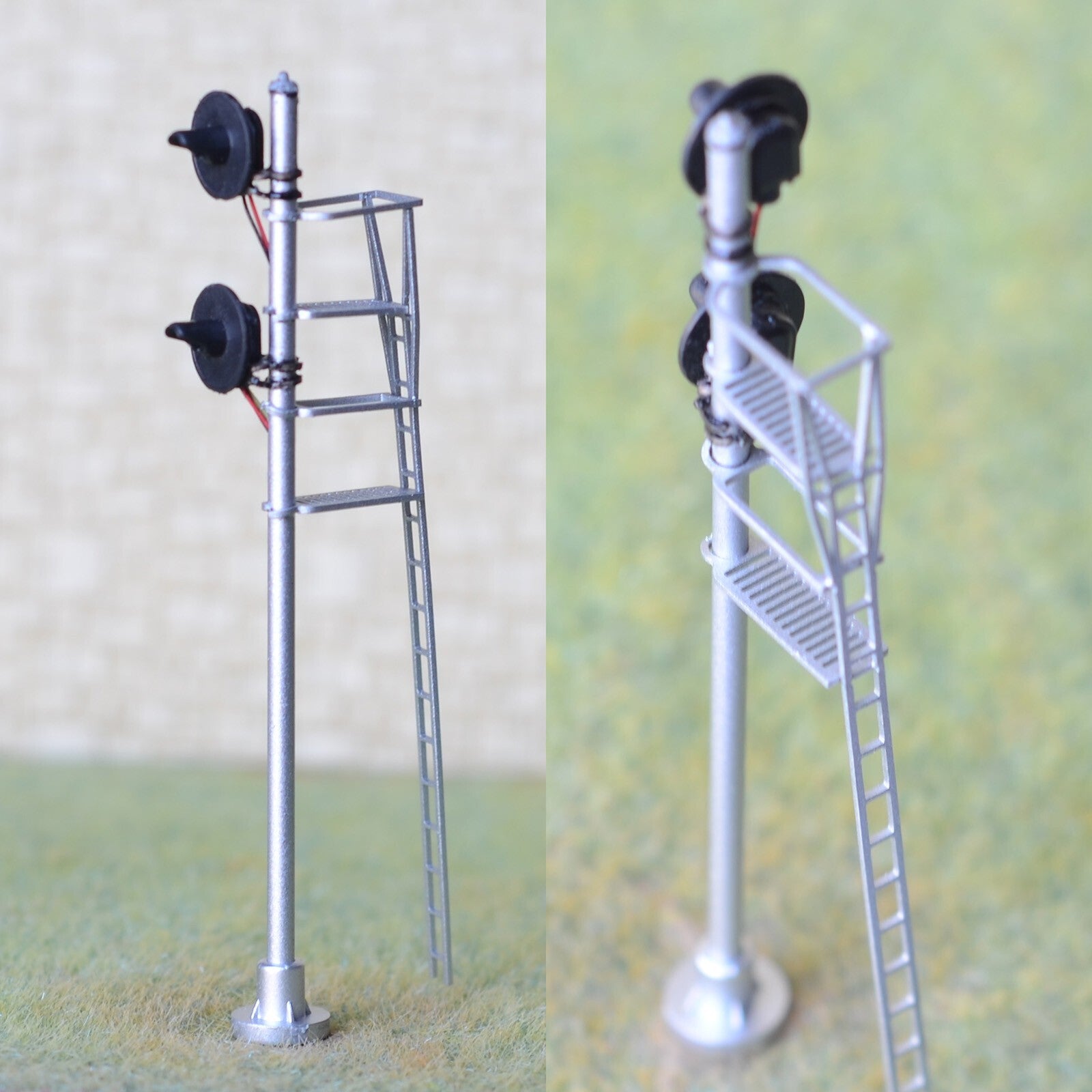 1 x HO scale model railroad 3-colors searchlight signal metal block 2 heads #N12