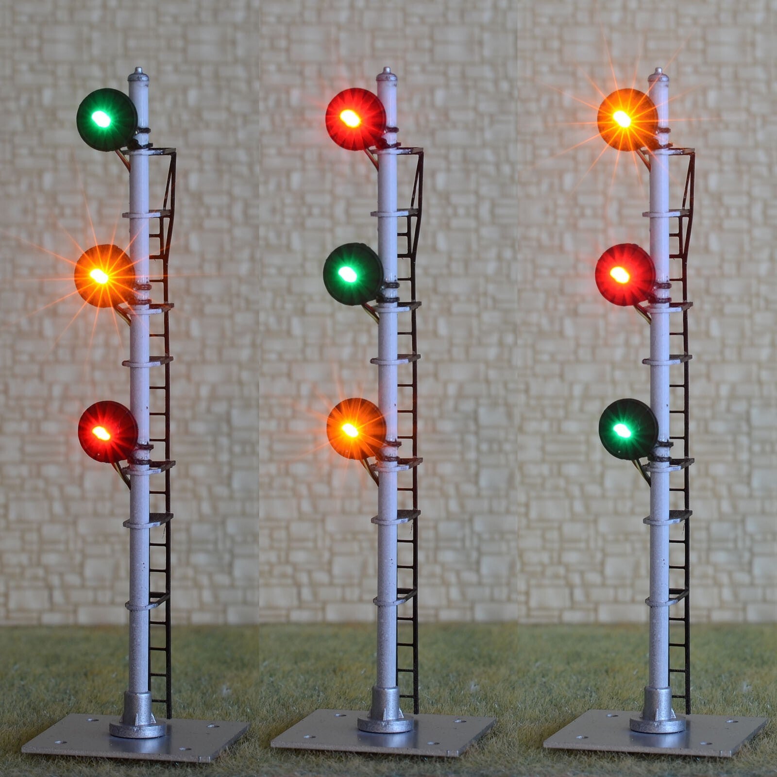1 x HO scale model railroad 3-colors searchlight signal metal block 3 head #WB13