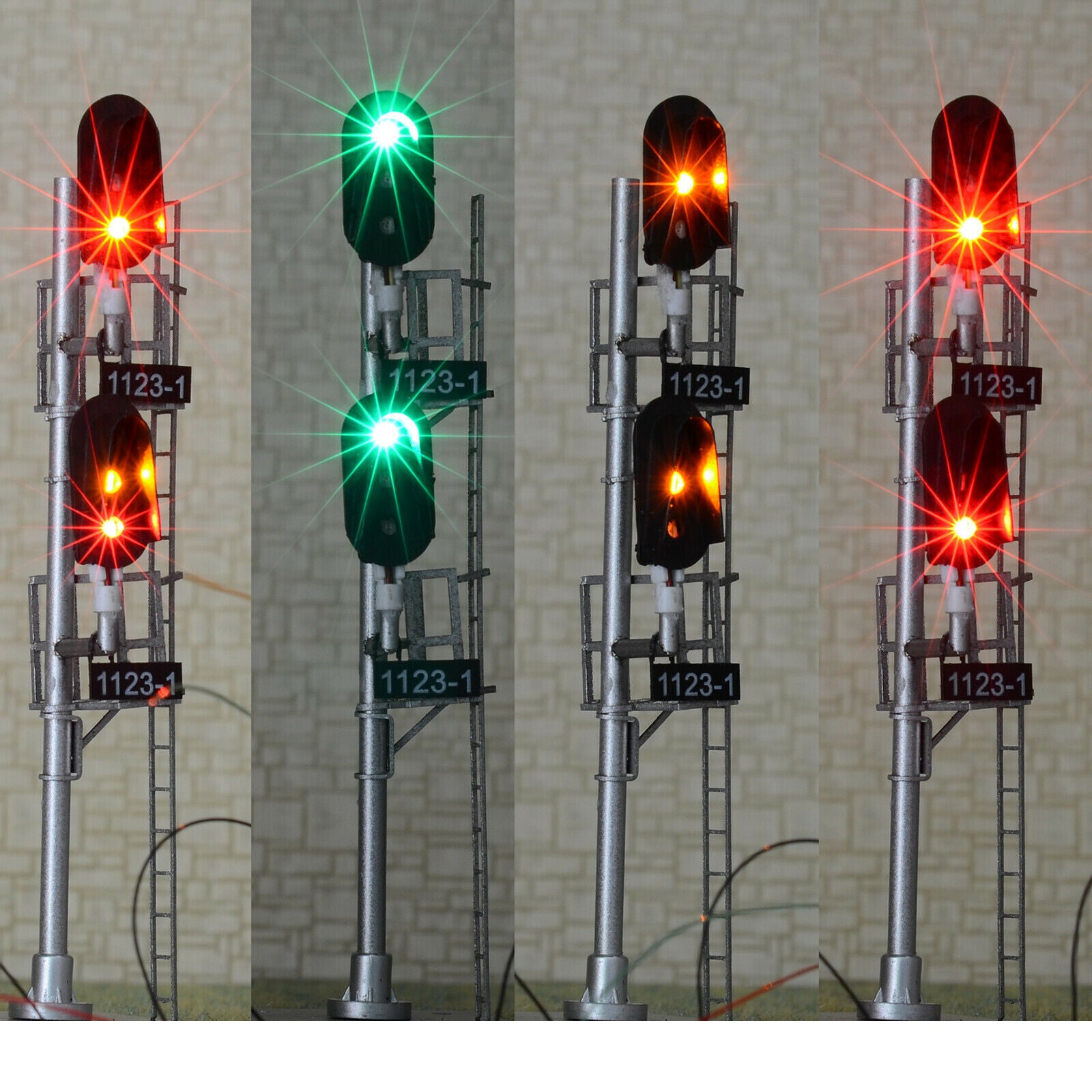 1 x HO scale 2 Head 3-color block signal intermediate point distant diverge #F2T