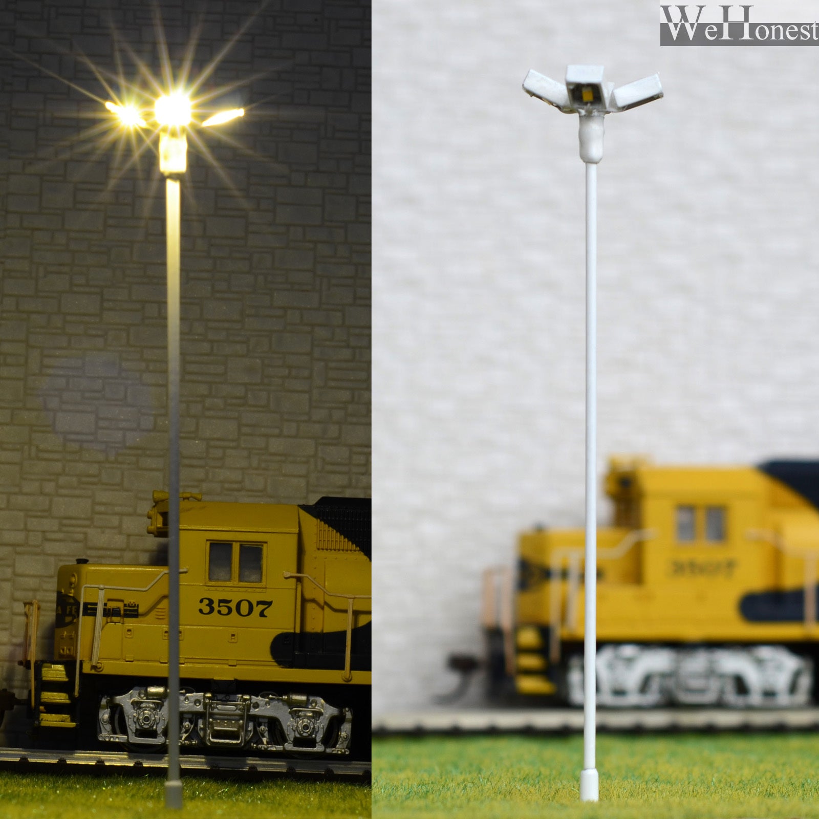4 pcs HO/OO scale Model Floodlight warm white LED made Lamppost long life #014