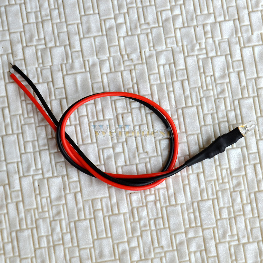 20 pcs Pre-Wired 3mm warm white LEDs prewired resistor for 12V - 16V use