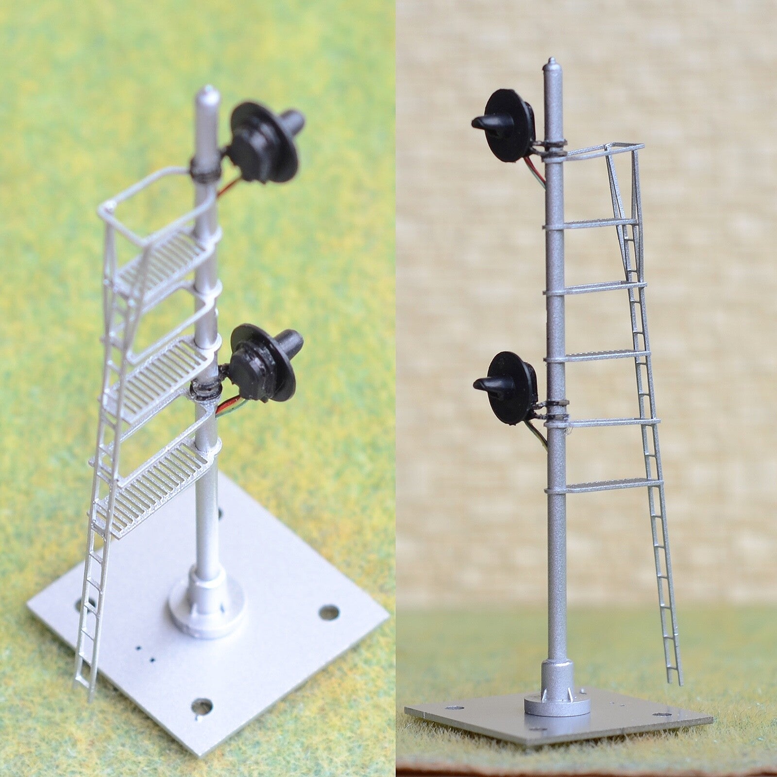 1 x HO scale model railroad 3-colors searchlight signal metal block 2 heads #W12