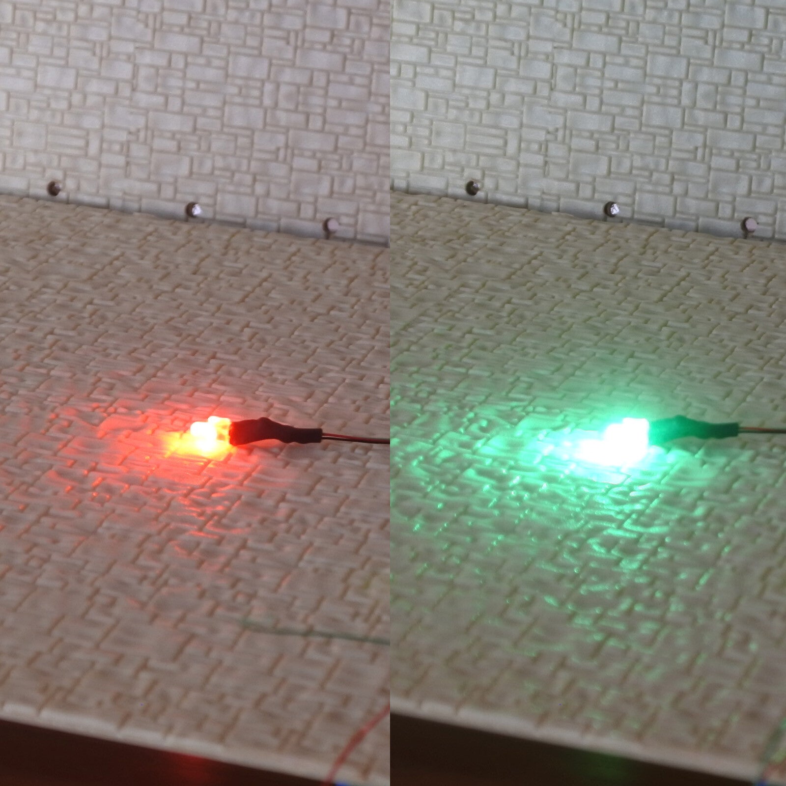 10 x pre-soldered 2mm bicolor LEDs flashing red + constant green wired resistor