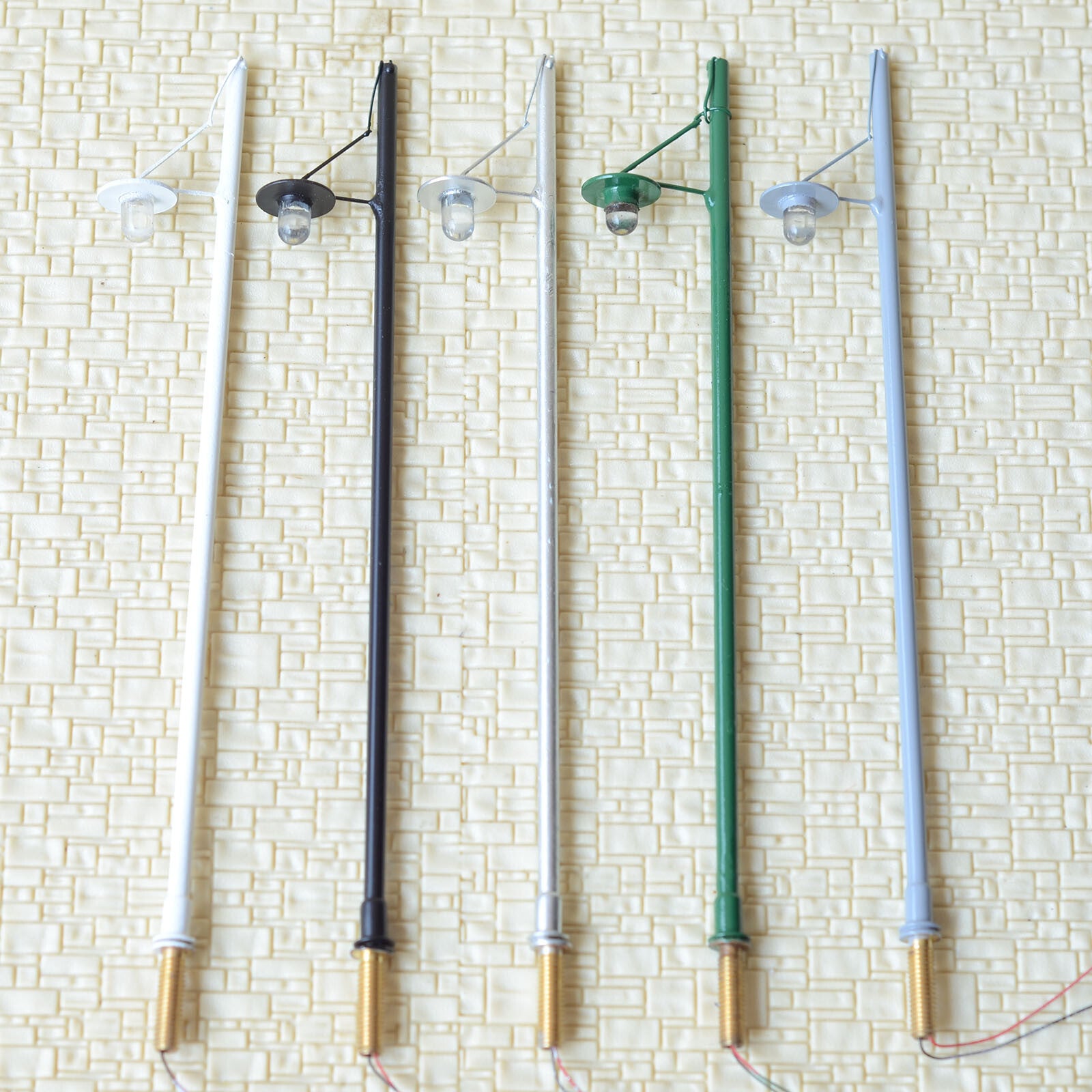 10 x O scale 1:48 model train railroad street light LED lamppost path lamp #R7BL