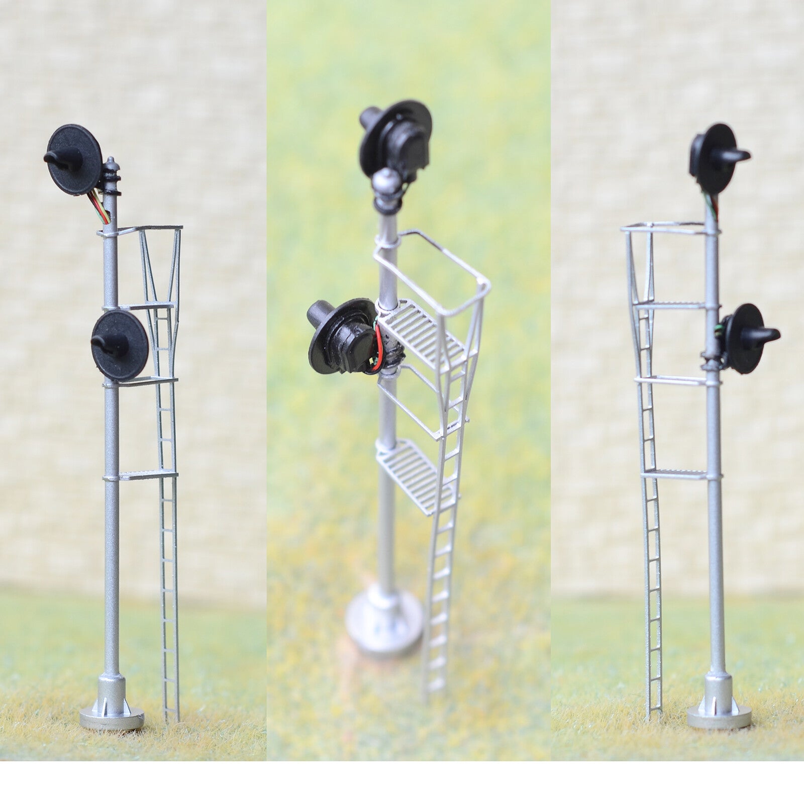 1 x HO scale model railroad 3-colors searchlight signal 2 heads indicator #T2