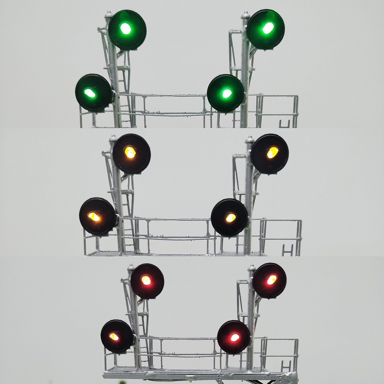 1 x HO scale searchlight cantilever signal tower metal 3-colors 2 tracks #CS22OF