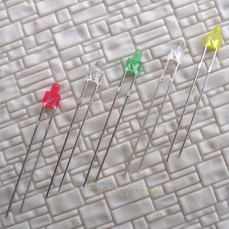 200 pcs Light Emitting Diode LED Dia 2mm Mixed 5 Colors