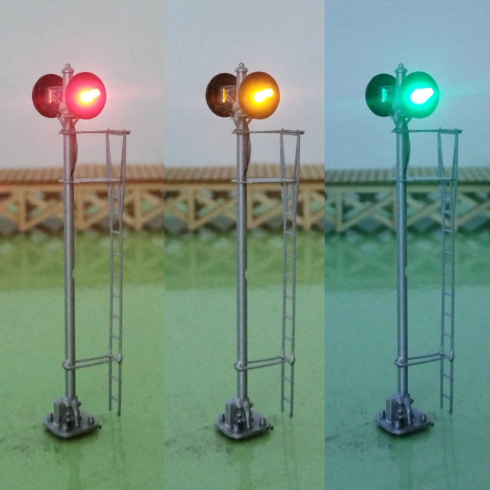 1 x HO scale model railroad 3-colors searchlight signal metal 2 head opposite