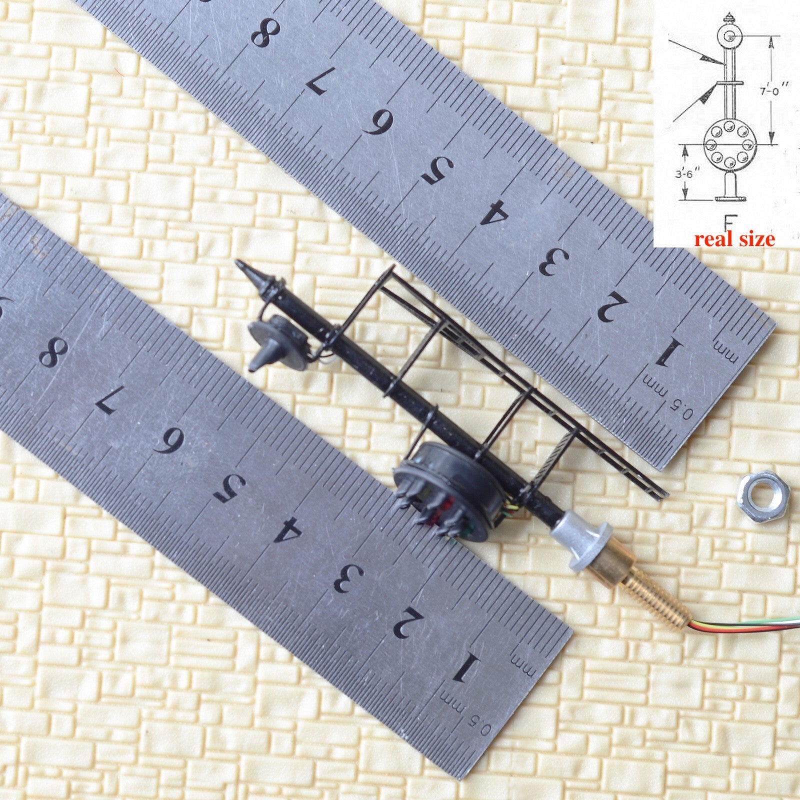 1 x HO scale model railroad dwarf B&O CPL color position light signal metal #U1S