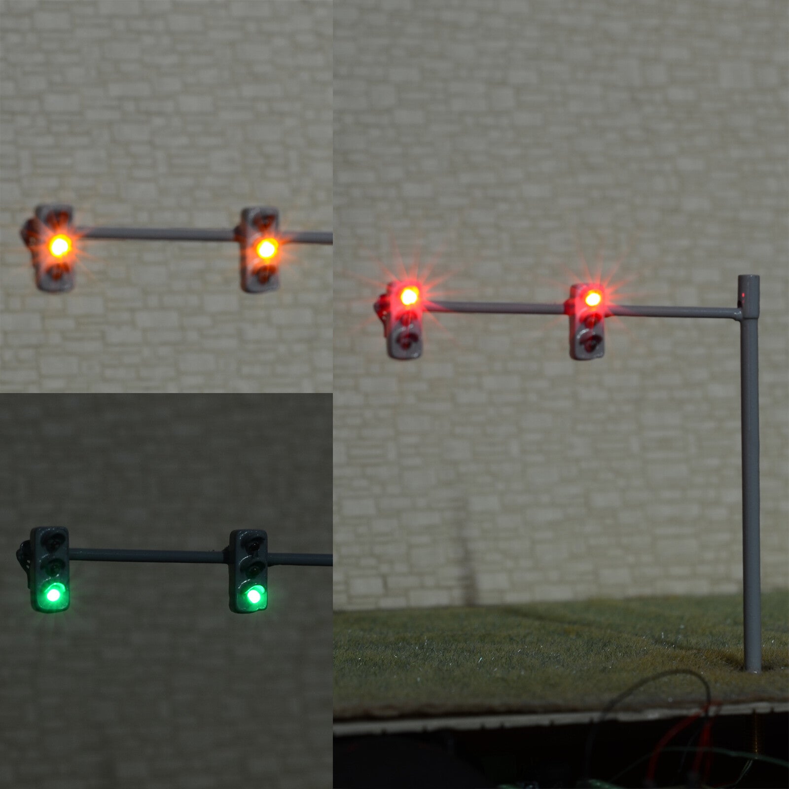 2 x HO / OO traffic light signal LED model train crossing walk street sign #V2G3