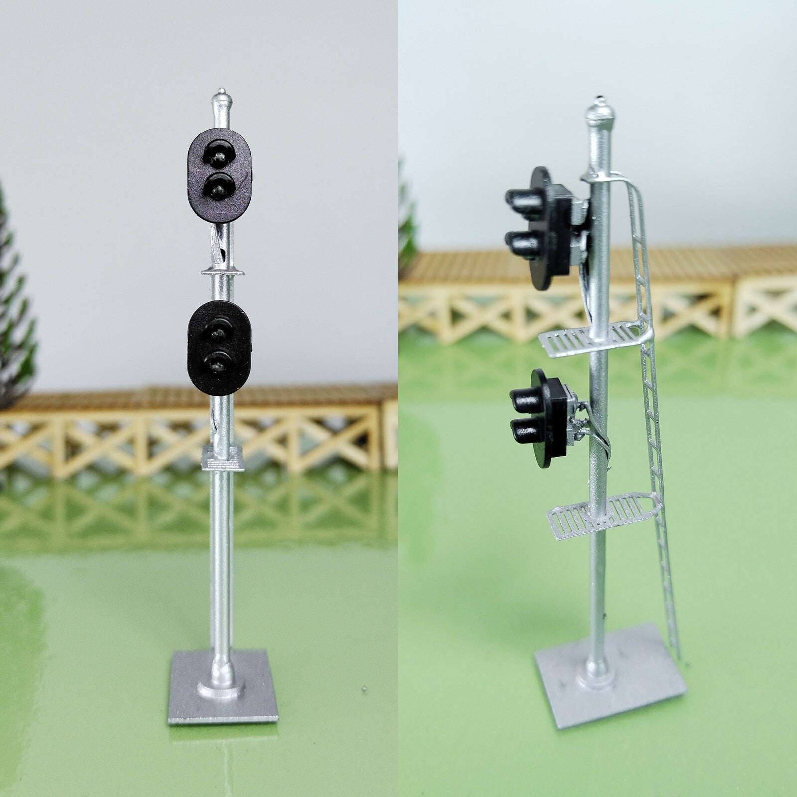 1 x HO scale model railroad 2 heads 2 aspects block signal LED made #K22Sr