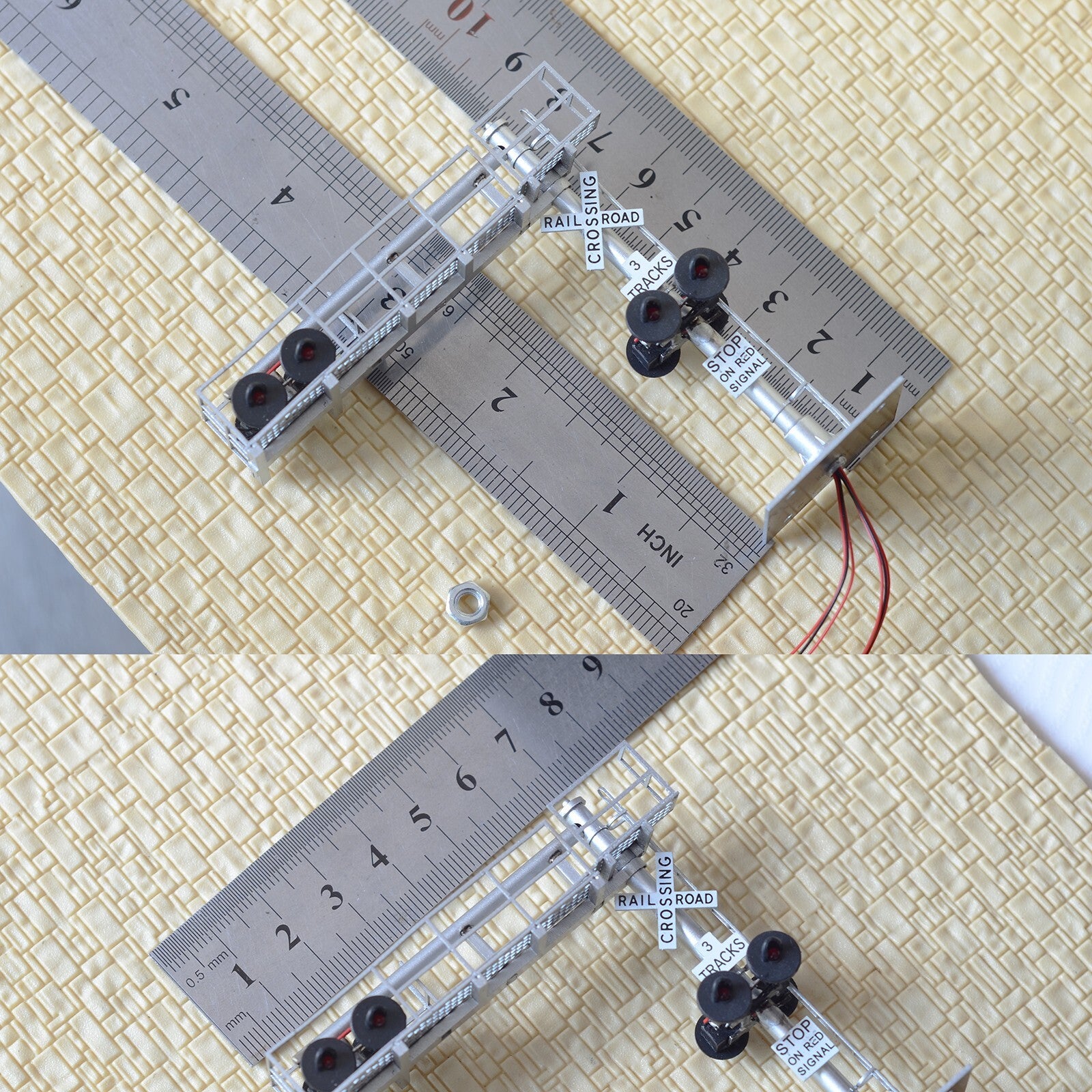 1 x HO scale model railroad cantilever grade crossing signal 3 tracks #C38
