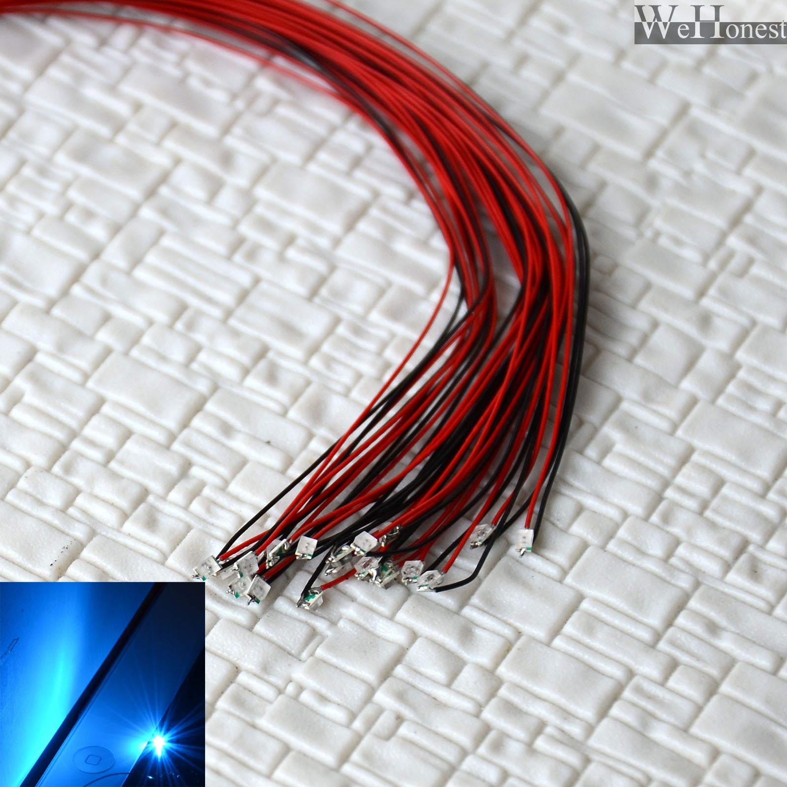 15 x Pre Wired Blue #0805 SMD led street Lights Pre-soldered lamp posts HO N