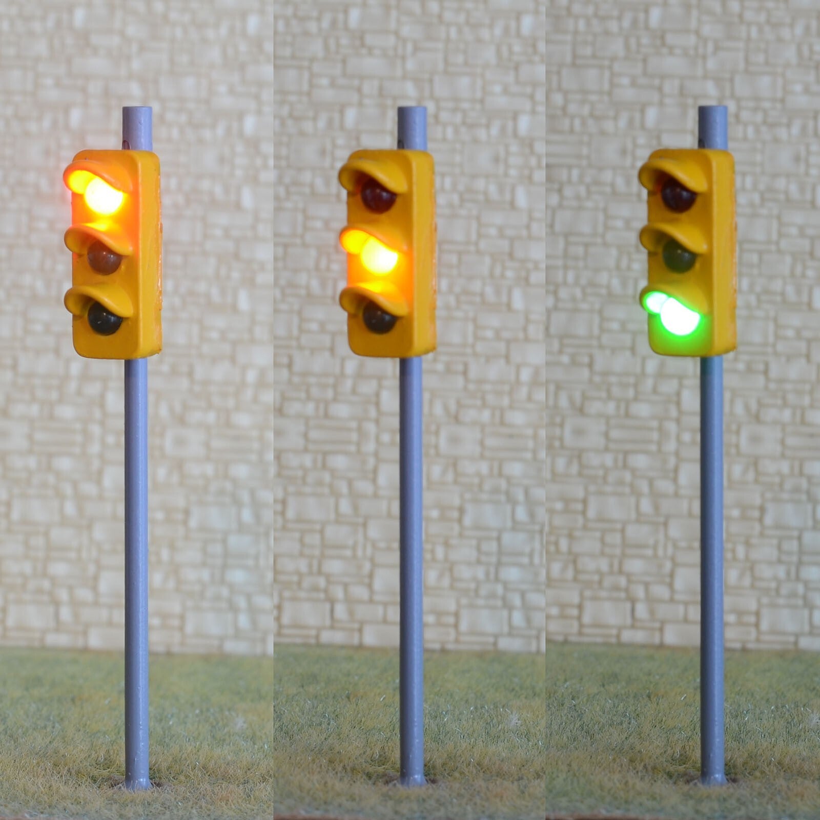 2 x traffic signal light O scale model railroad crossing walk led lamp #OR3