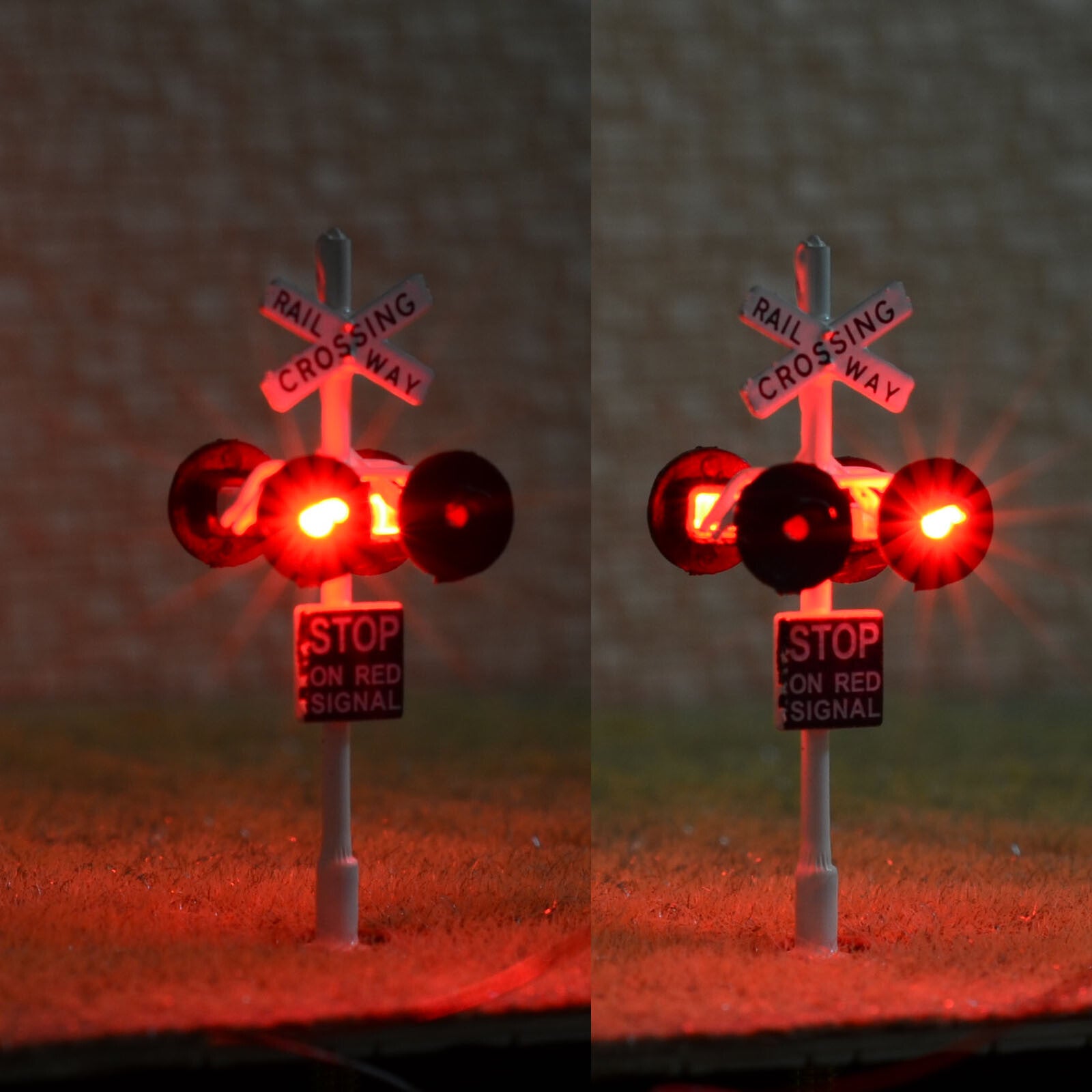 1 x HO scale model railway grade crossing signal LEDs made 4 target faces #W4