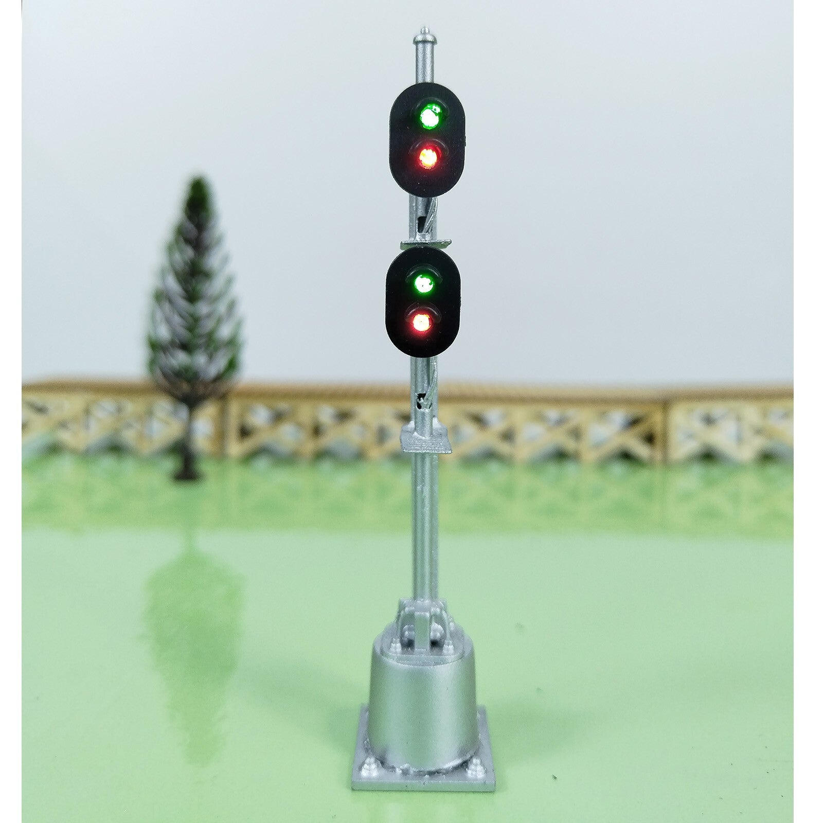 1 x HO scale model railroad 2 heads 2 aspects block signal LED made #K22Sp