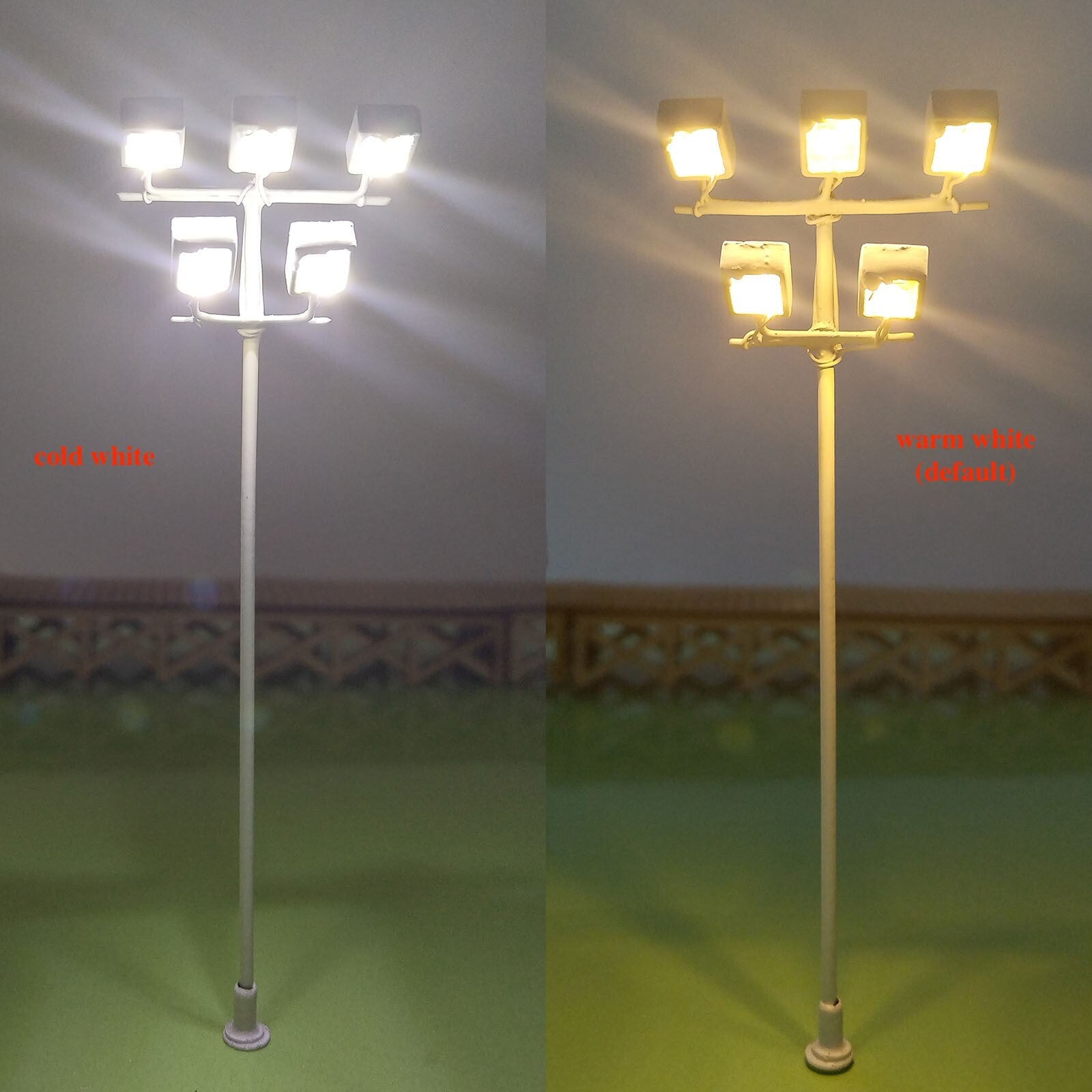 2 x HO scale LED plaza lights model limelight projector street lamp post #015