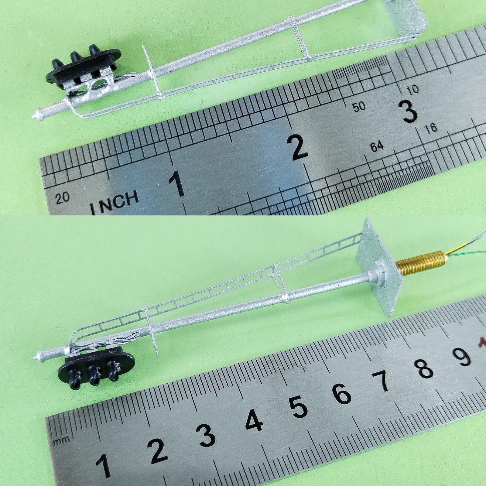 1 x HO scale model railroad 3 aspects block signal LED 3 colors silver #K03Sr