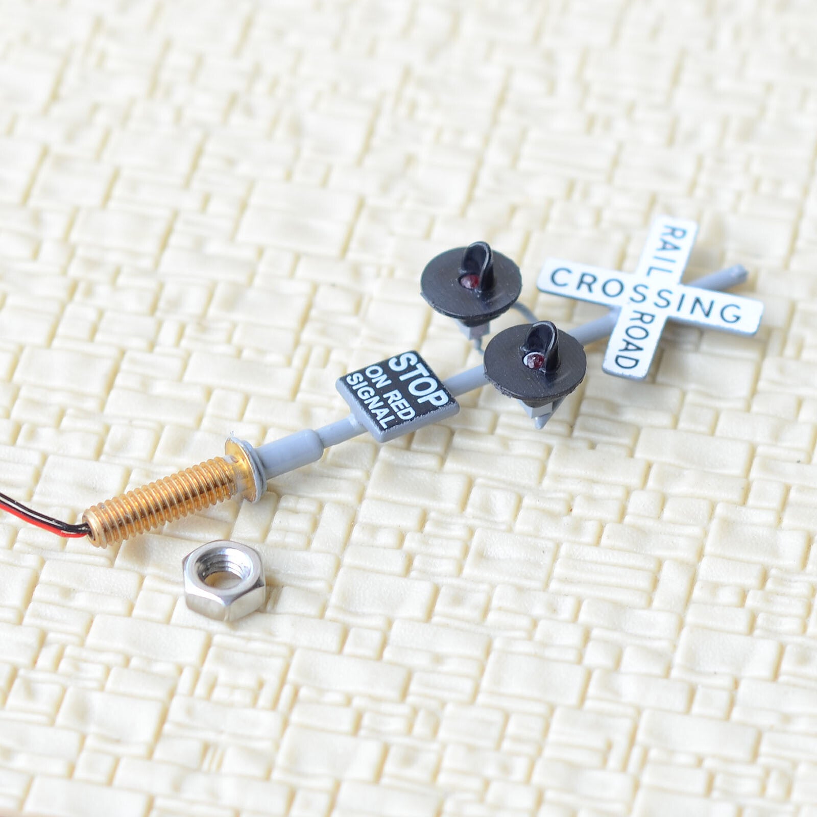 1 x HO scale railroad grade crossing signals common+ LED made single sides #G2C