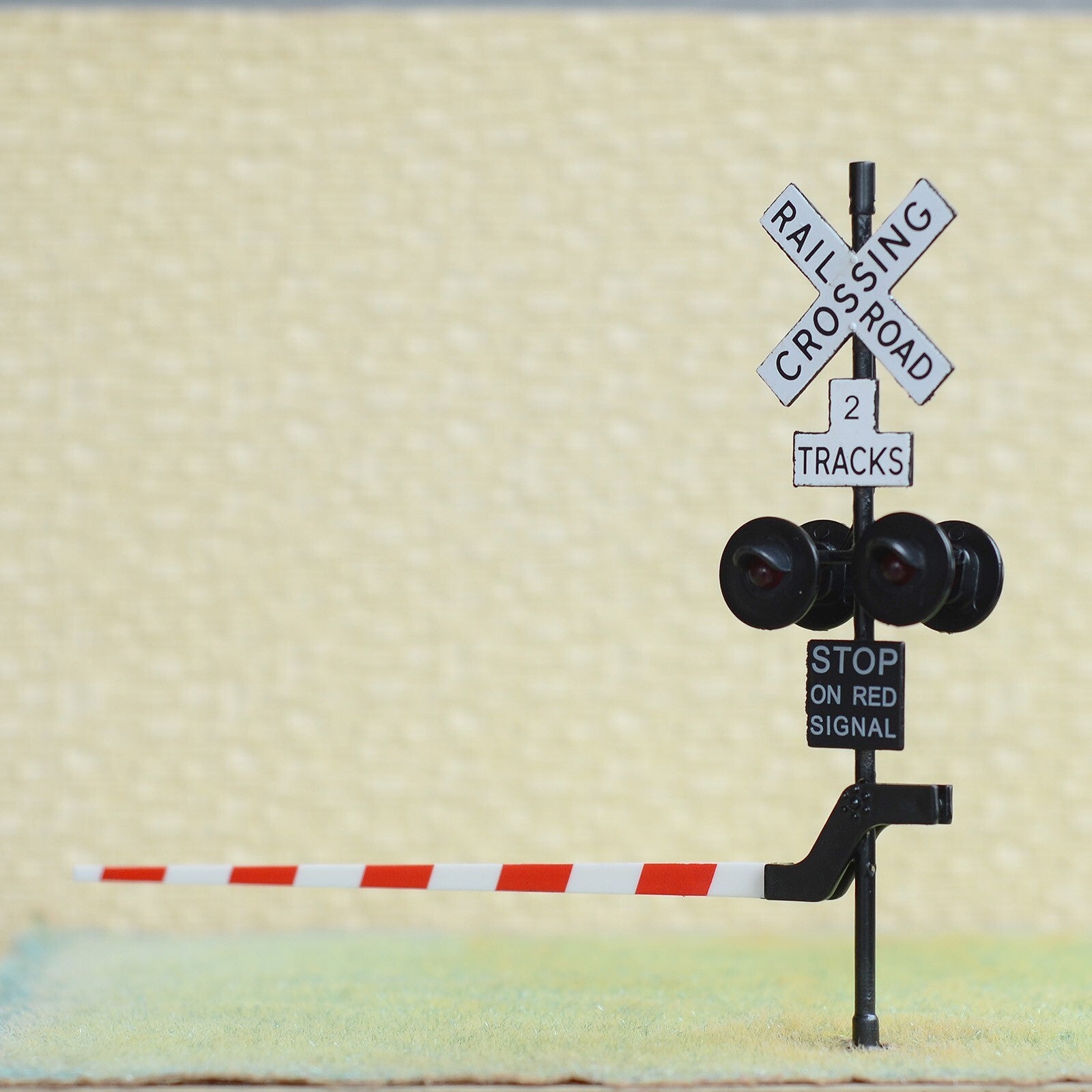 2 x O scale railroad crossing signal gate stop lever 2 tracks + flasher #48B42