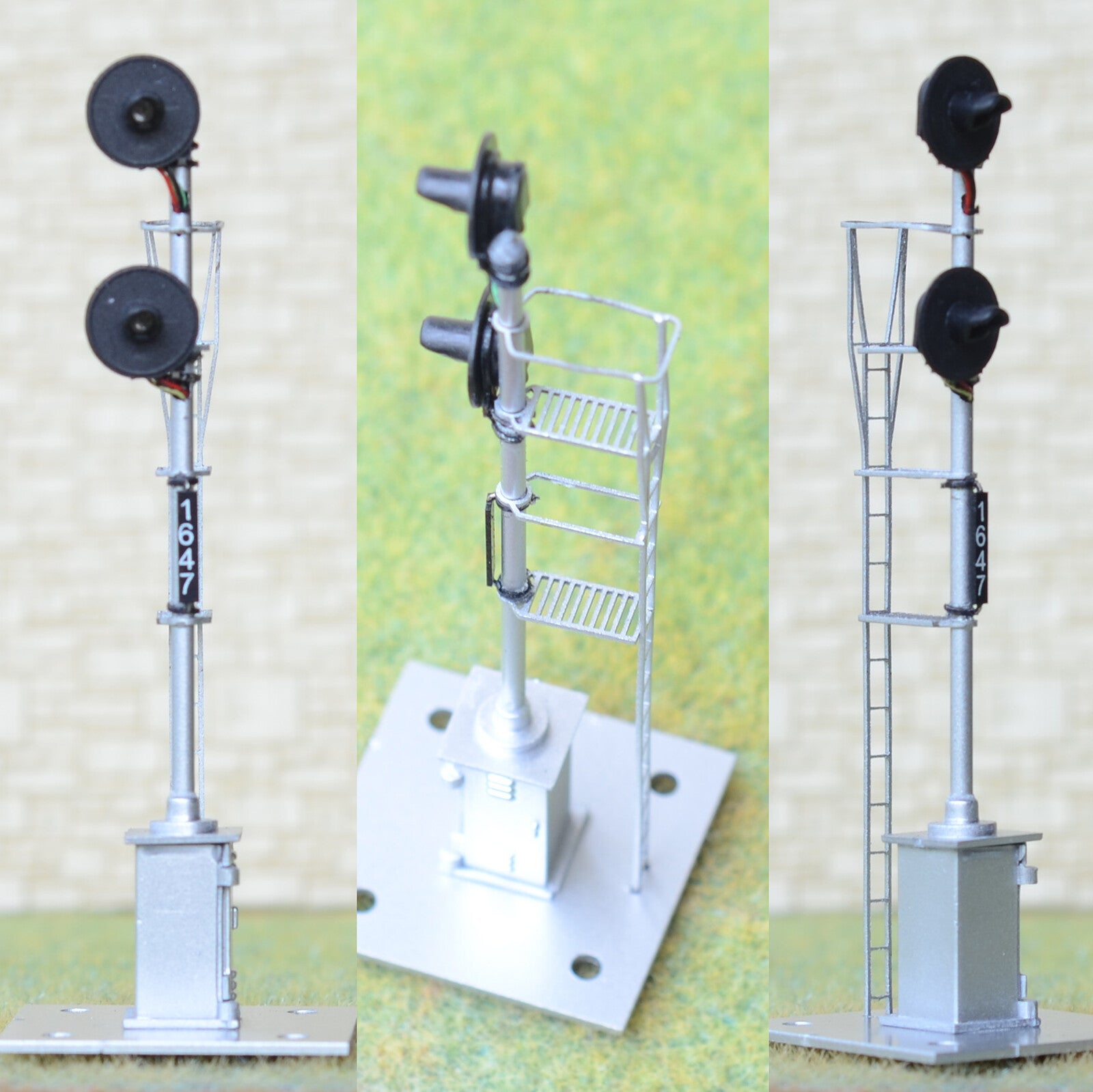 1 x HO scale model railroad 3-colors searchlight signal metal cabinet 2 head #25