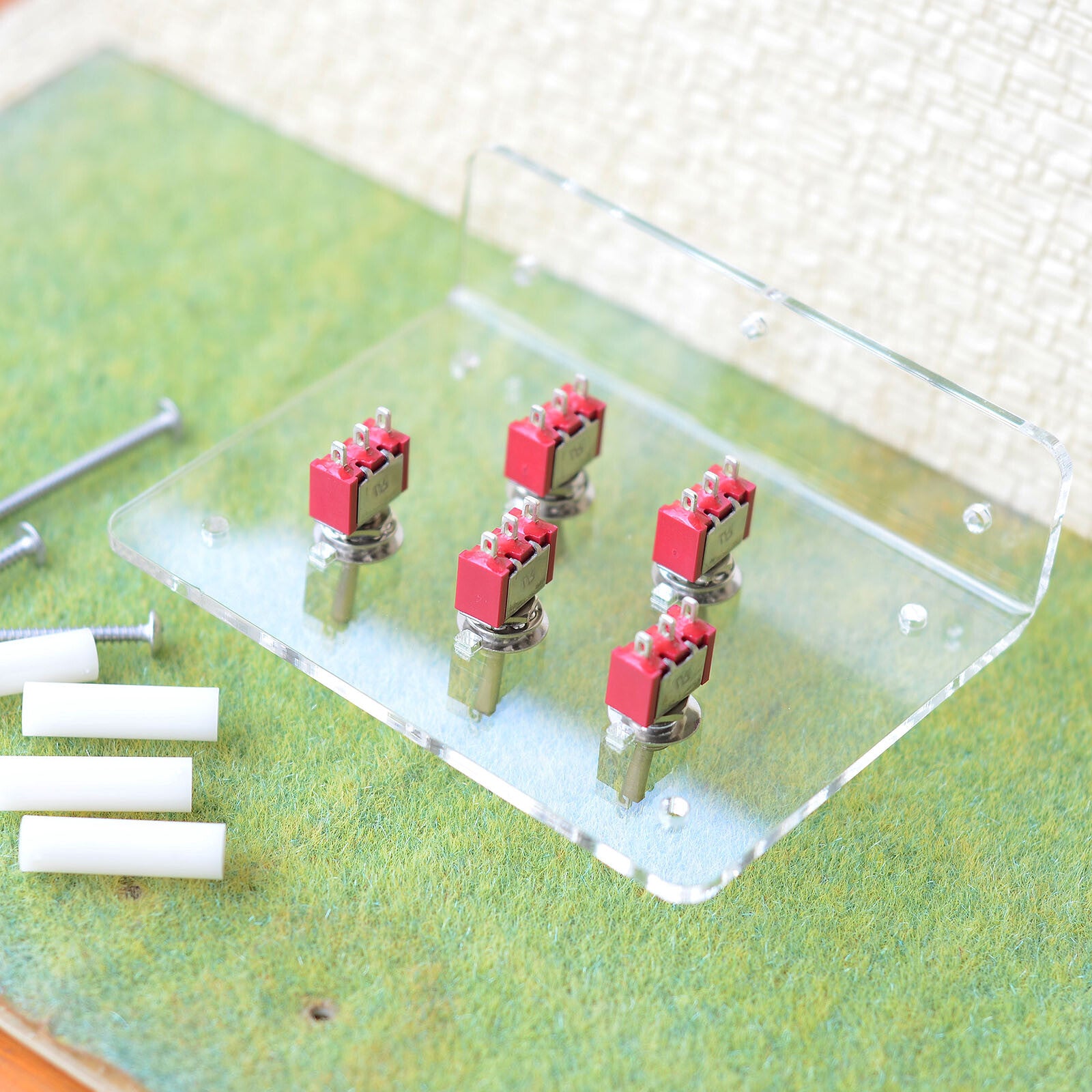 5 x toggle switches mounted on acrylic board power control panel /w side install