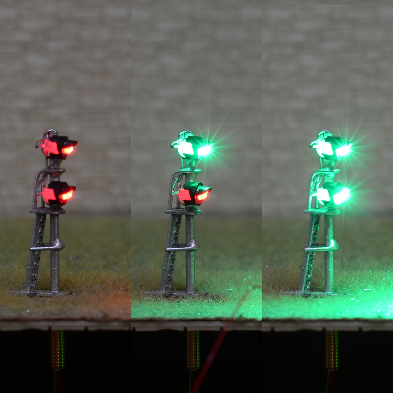 1 x N scale searchlight block signal model train bi-colors LEDs 2 heads R/G #S22